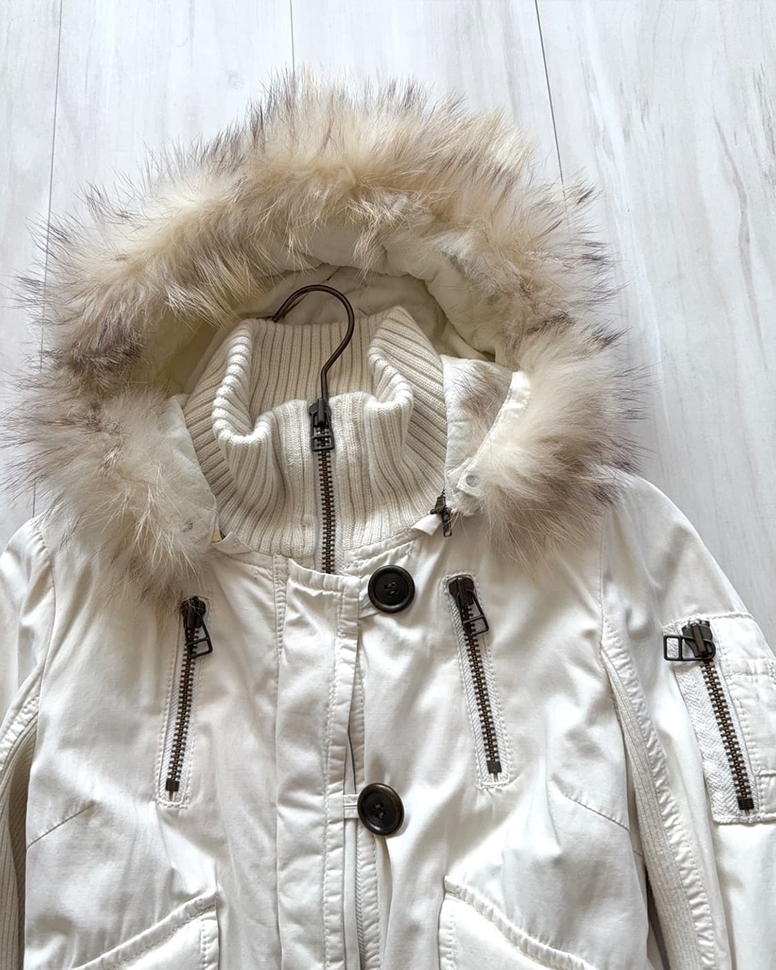 OZOC y2k ivory 2way zip-up crop jacket 상품이미지8