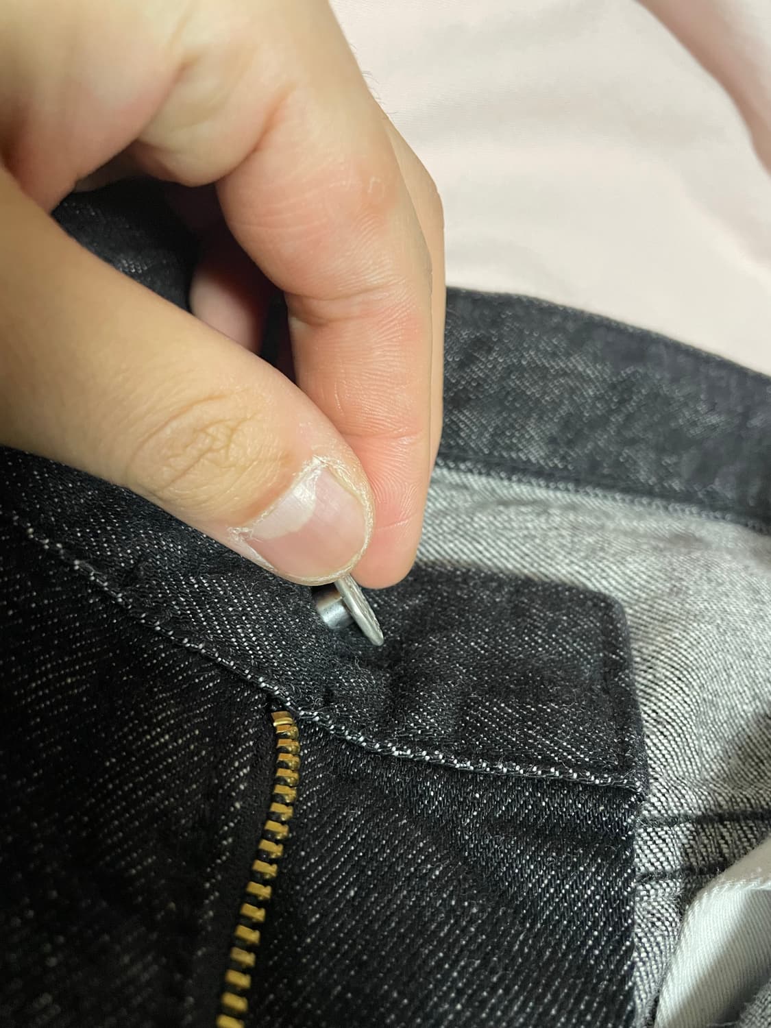 아트이프액츠 원턱 커브드 데님 팬츠 워시드 블랙 M사이즈 상품이미지7