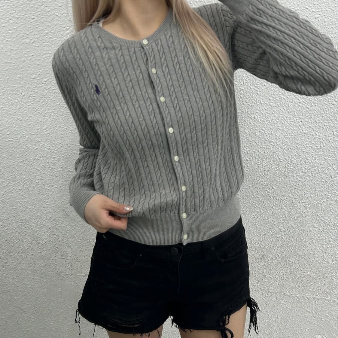 폴로 랄프로렌 네이비포니 그레이 꽈배기 가디건 XL 상품이미지1