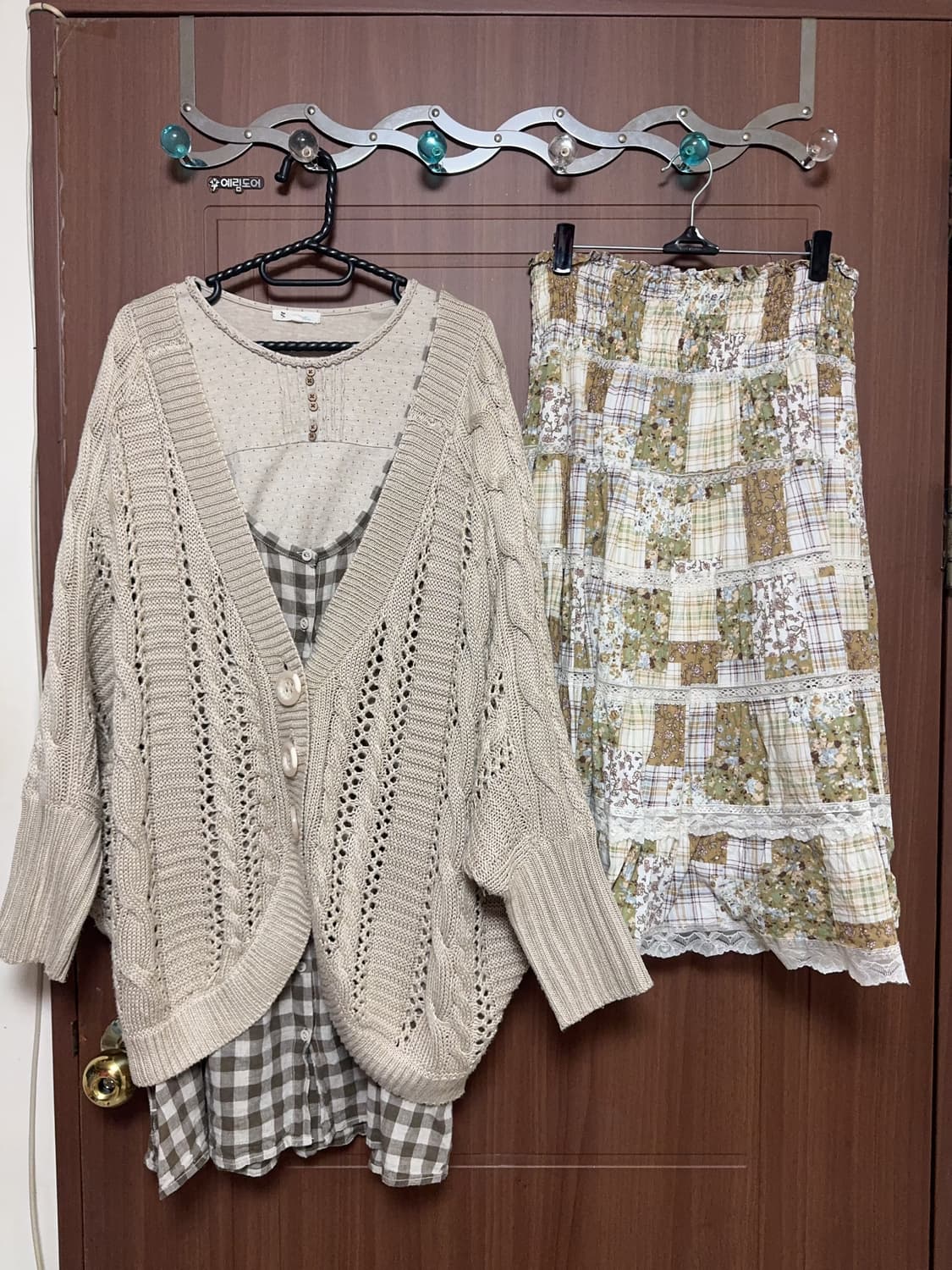 모리걸 아오이유우 코지모리 레이어드 볼레로 가디건 레이스 패치스커트 세트 상품이미지2