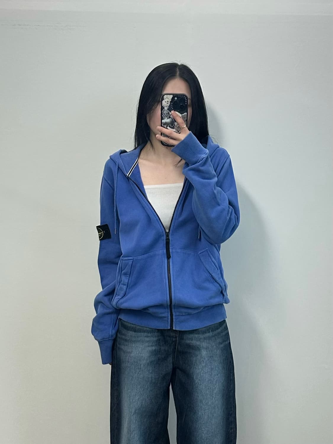 스톤아일랜드 와펜 블루 후드집업 상품이미지1