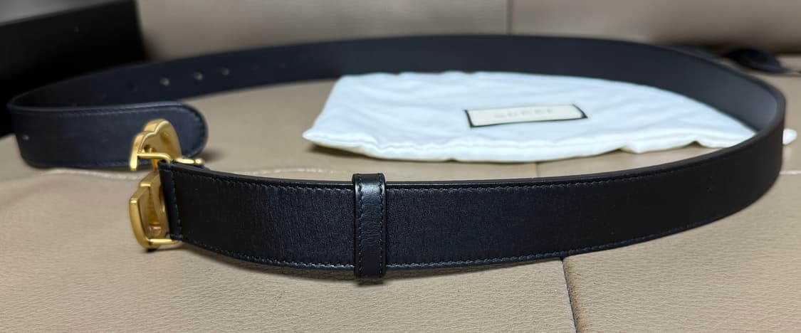 [100/40] 구찌 GG 마몽 레더 벨트 금장 상품이미지3