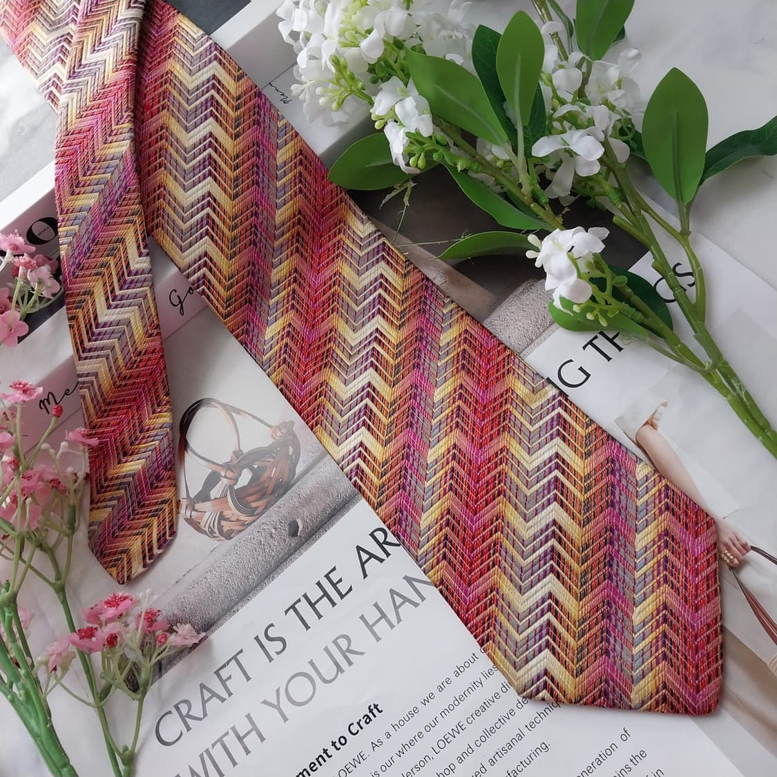 미쏘니 실크  멀티 헤링본 지그재그 넥타이 9.3cm A+등급 K2122 상품이미지2