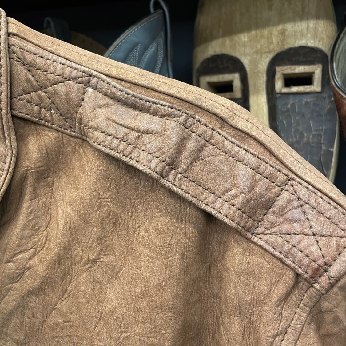 90s 글로벌 아이덴티티 레더 가죽 봄버 자켓 상품이미지6