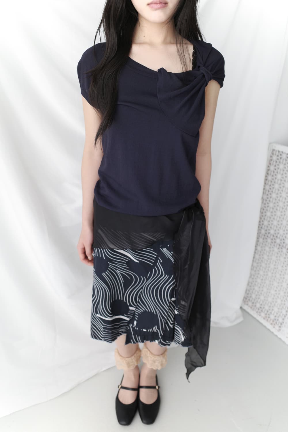 pattern tuck skirt  상품이미지4