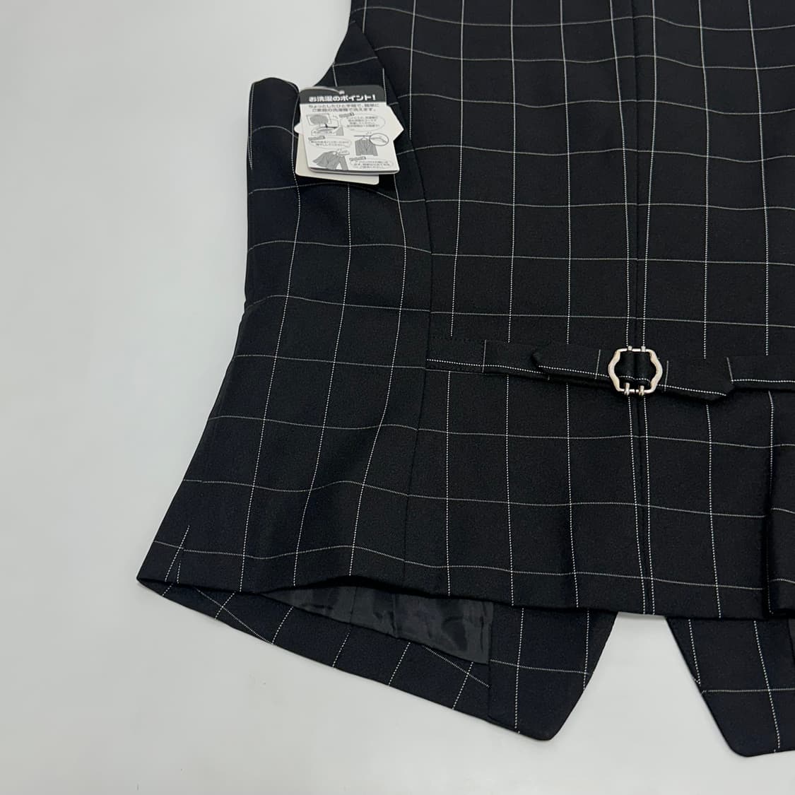 Japanese vintage 블랙 체크 베스트 조끼 자켓 (새상품) 상품이미지4