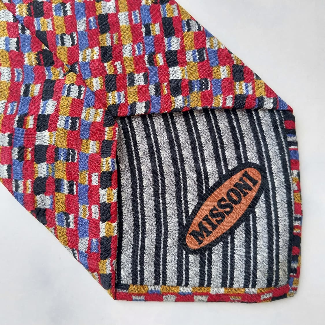 미쏘니 실크 레드 멀티 패턴 넥타이 9.1cm A+~A등급 K2582
 상품이미지7