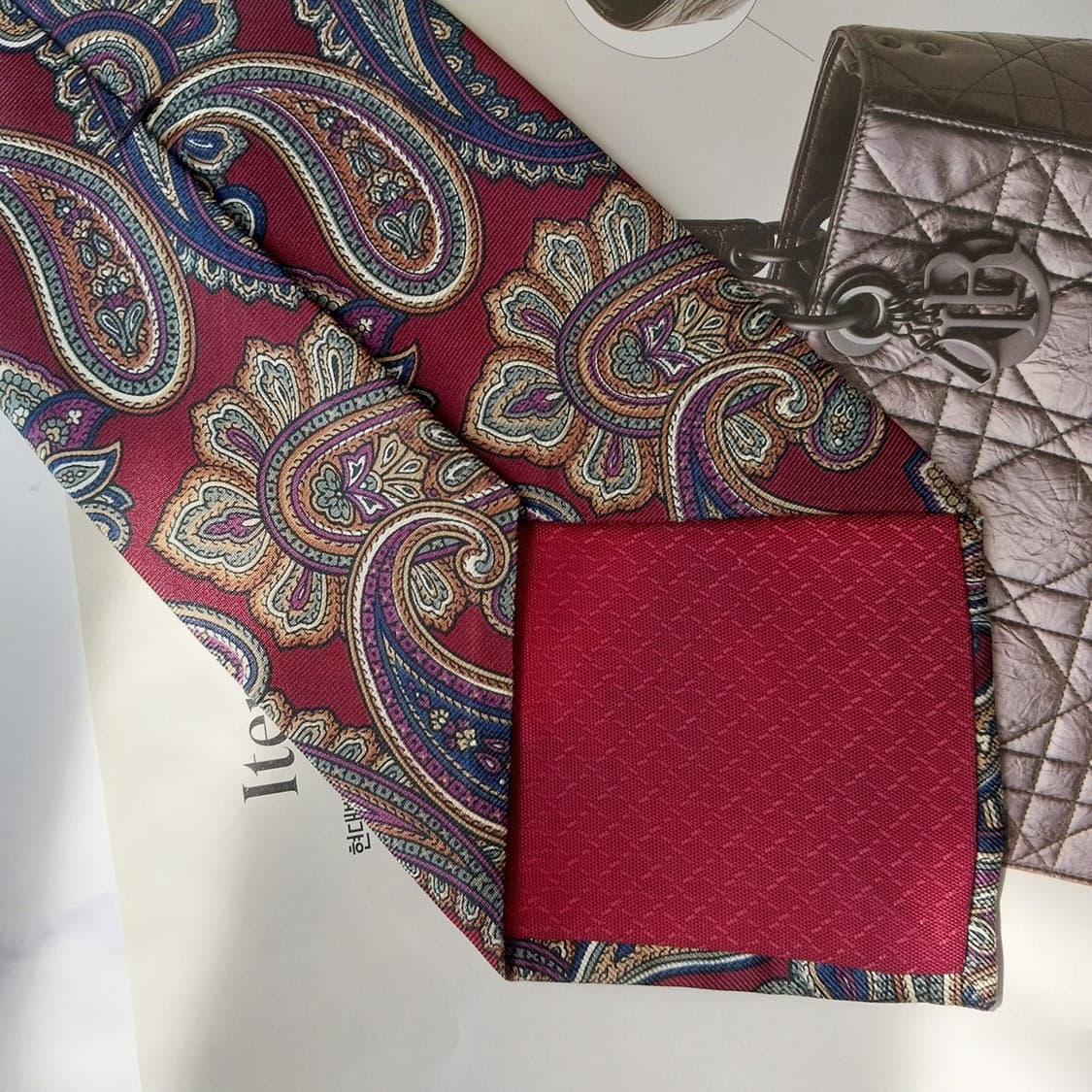 크리스찬 디올 와인 페이즐리 넥타이 9.5cm S~A+등급 K2530 상품이미지8