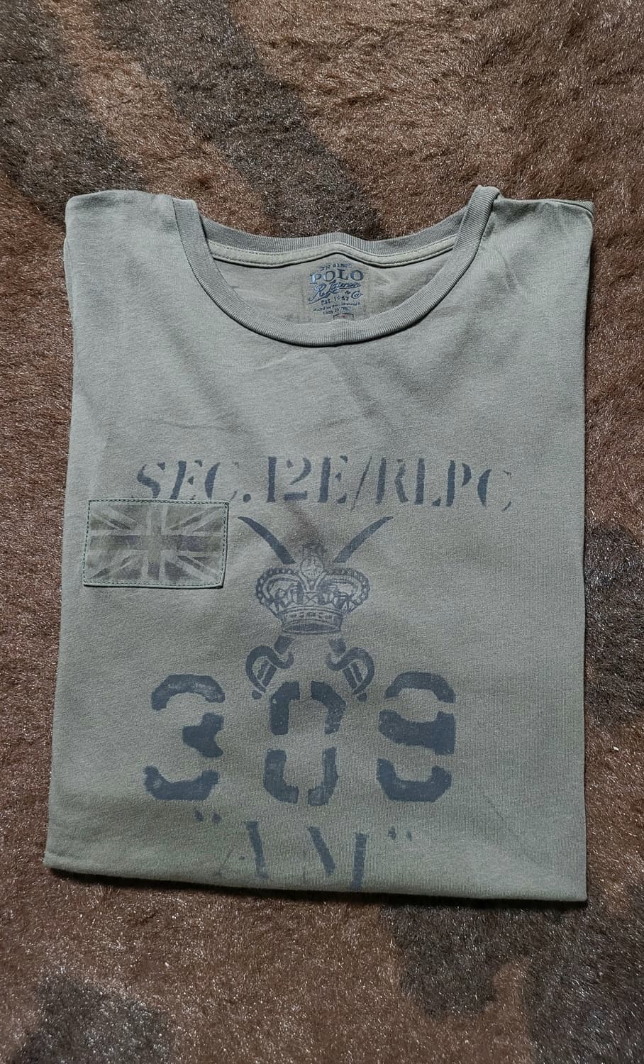 폴로 랄프로렌 남성용 카키 반팔 라운드티(L) 상품이미지4