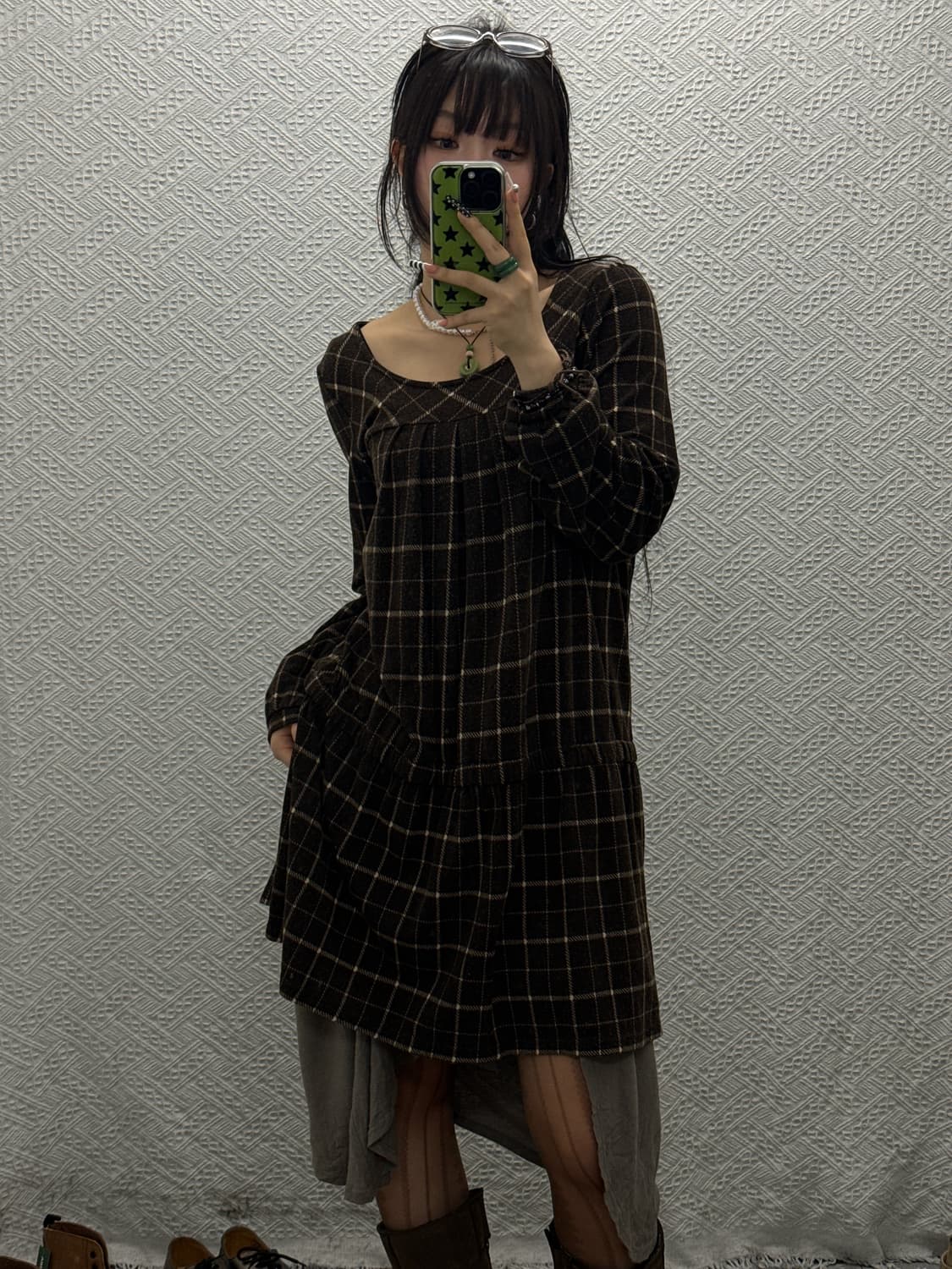 빈티지 초코브라우니 러블리 모리걸 체크 베이비돌 원피스 K0045 상품이미지1