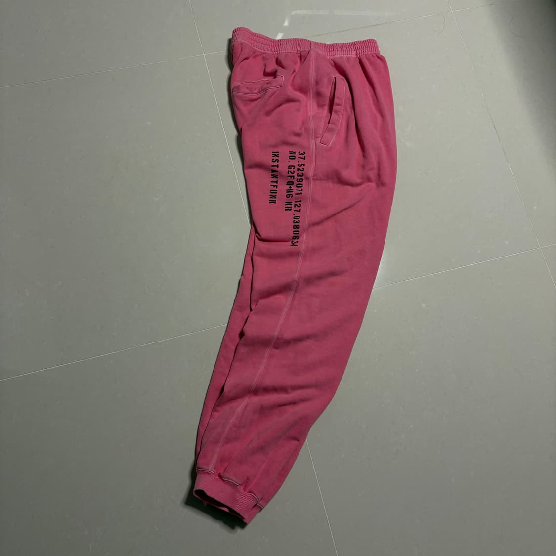 정품 인스턴트펑크 피그먼트 핑크 와이드 스웻 조거팬츠 밴딩 바지 상품이미지5