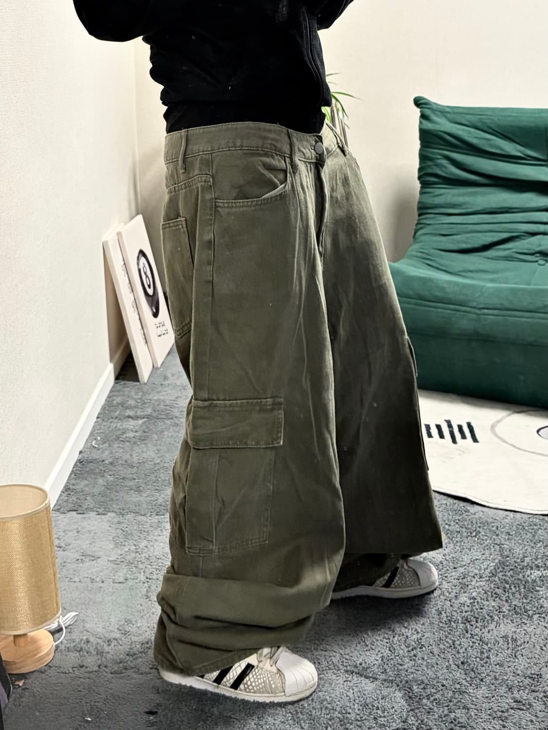 90s 빈티지 카키 카고와이드팬츠 상품이미지2