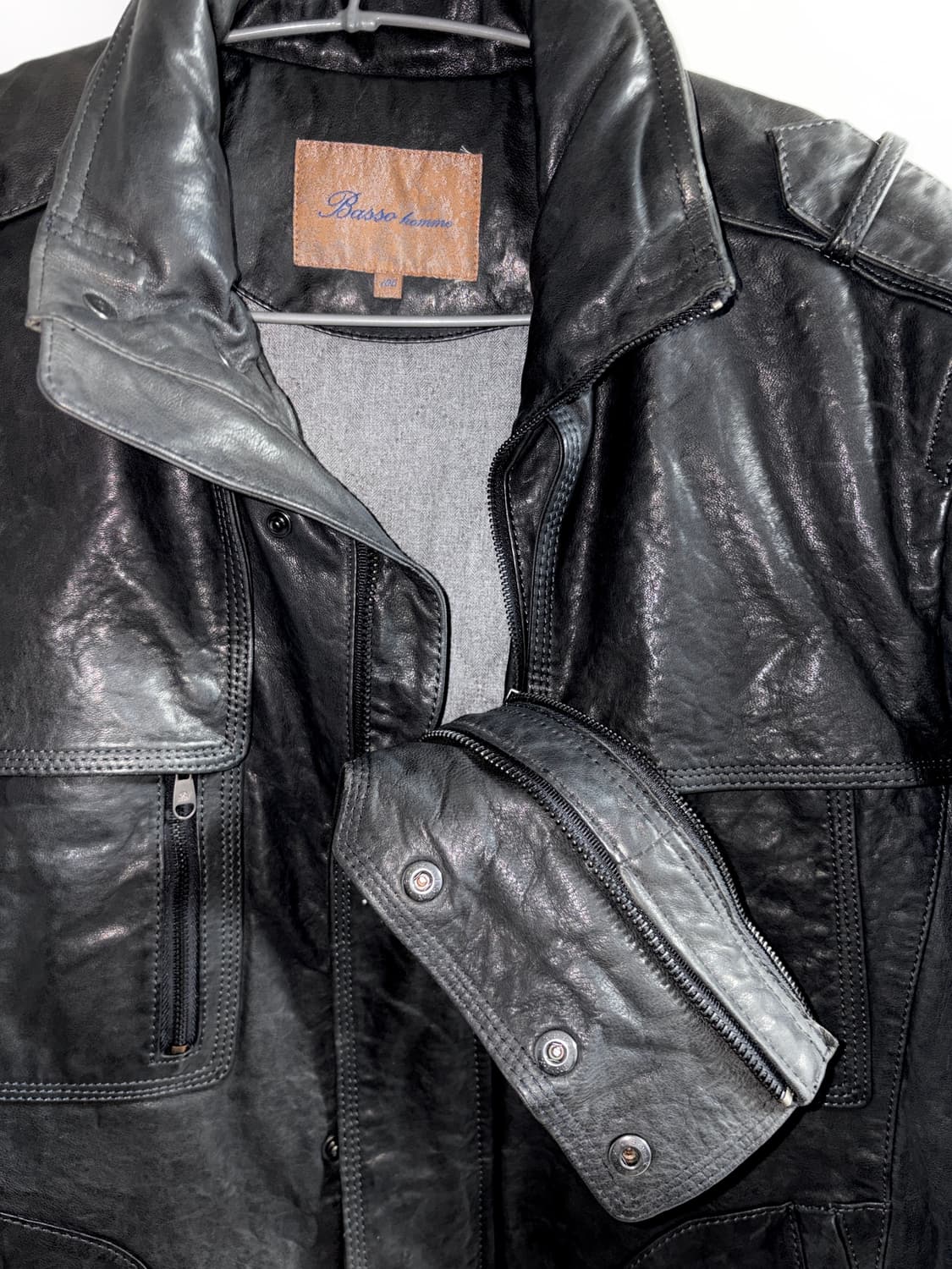 빈티지 블랙 레더 자켓 상품이미지2