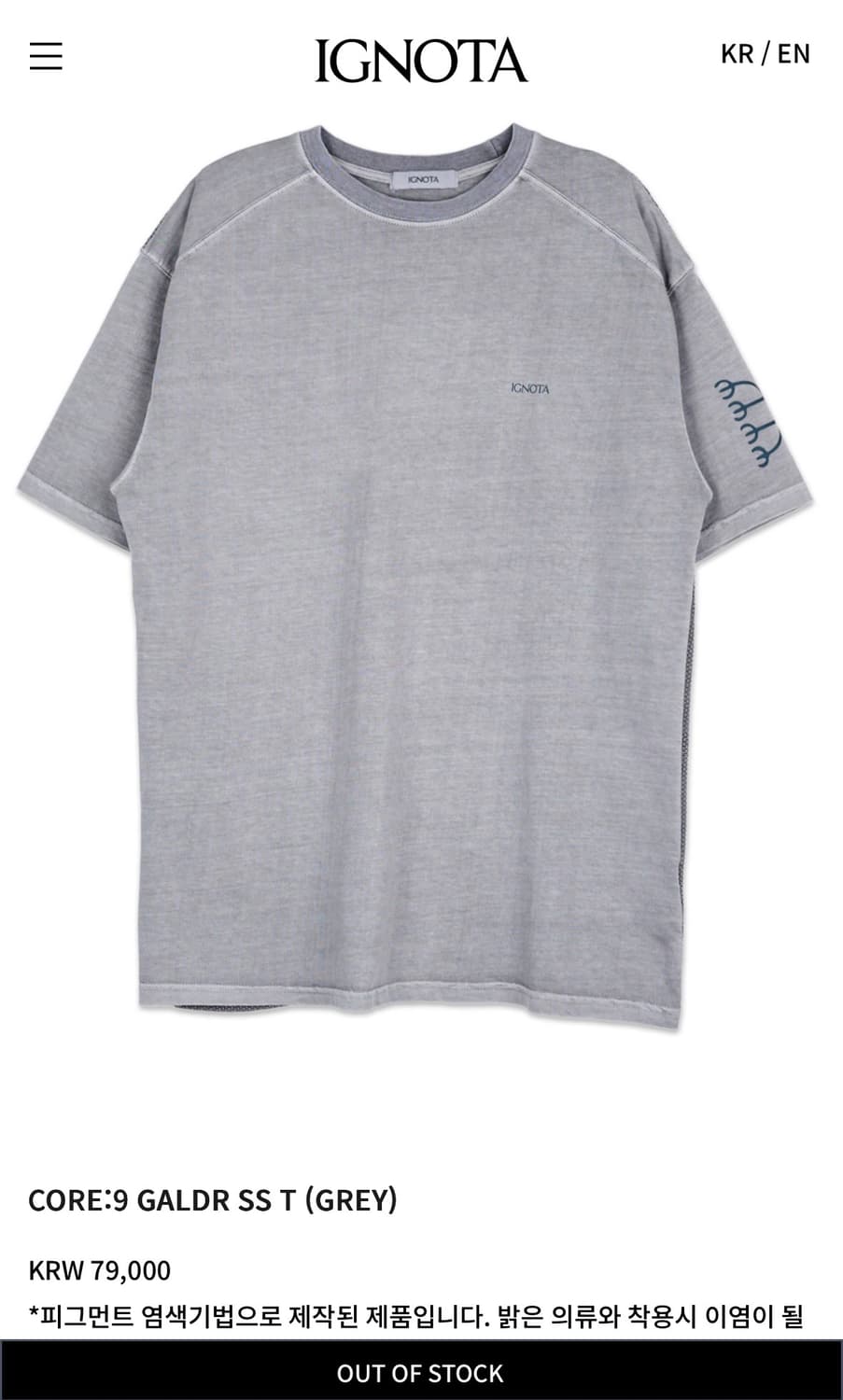 이그노타 CORE:9 GALDR SS T (GREY) 상품이미지1