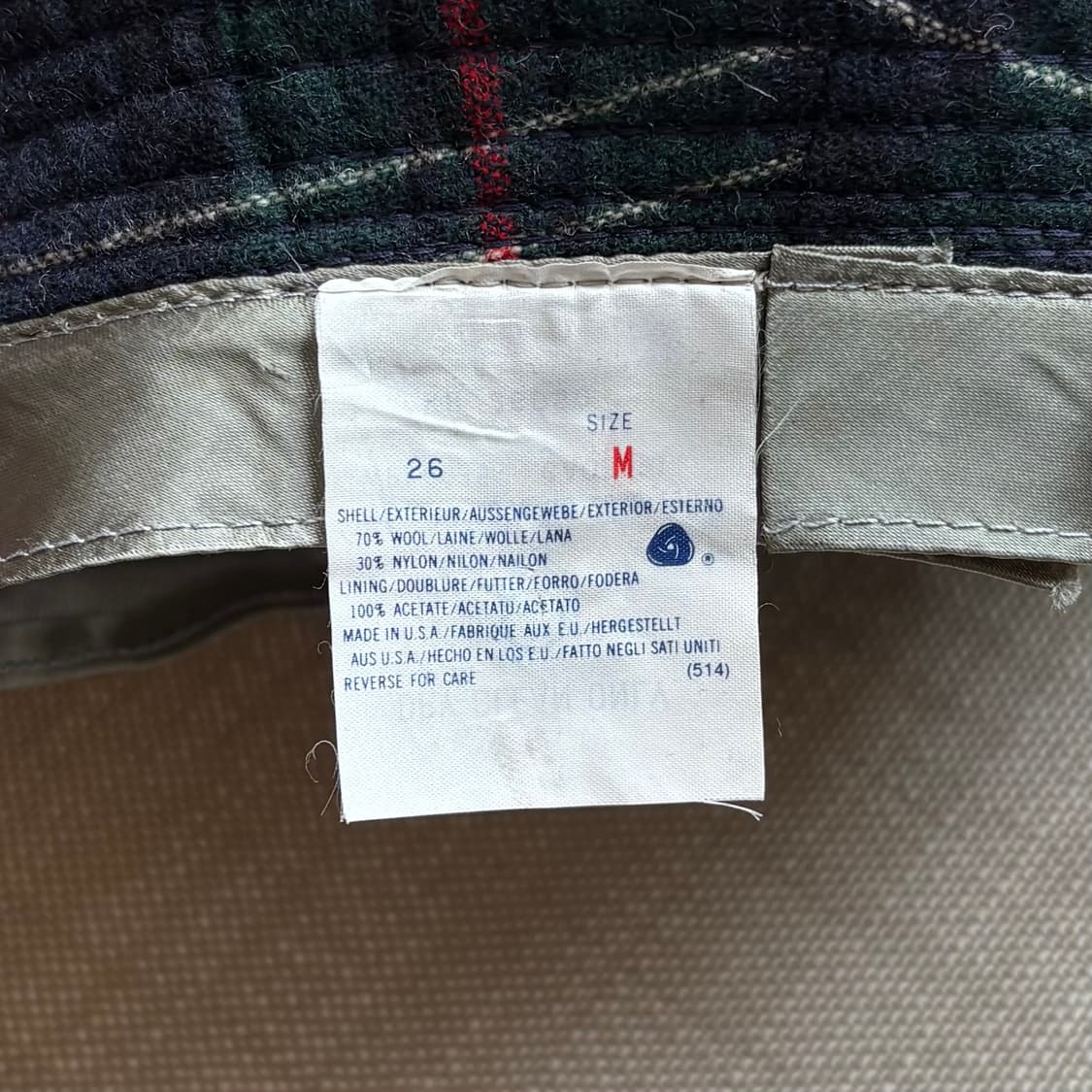 90s USA WOOLRICH 타탄 체크 울 버킷 햇 상품이미지6