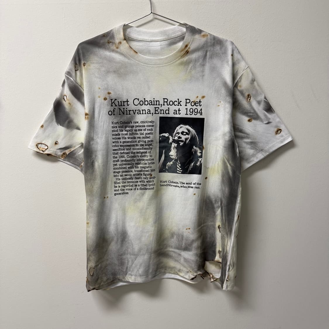 너바나 커트코베인 프린팅 디스트로이드 그릴드데미지 프린팅 워싱 반팔 상품이미지2