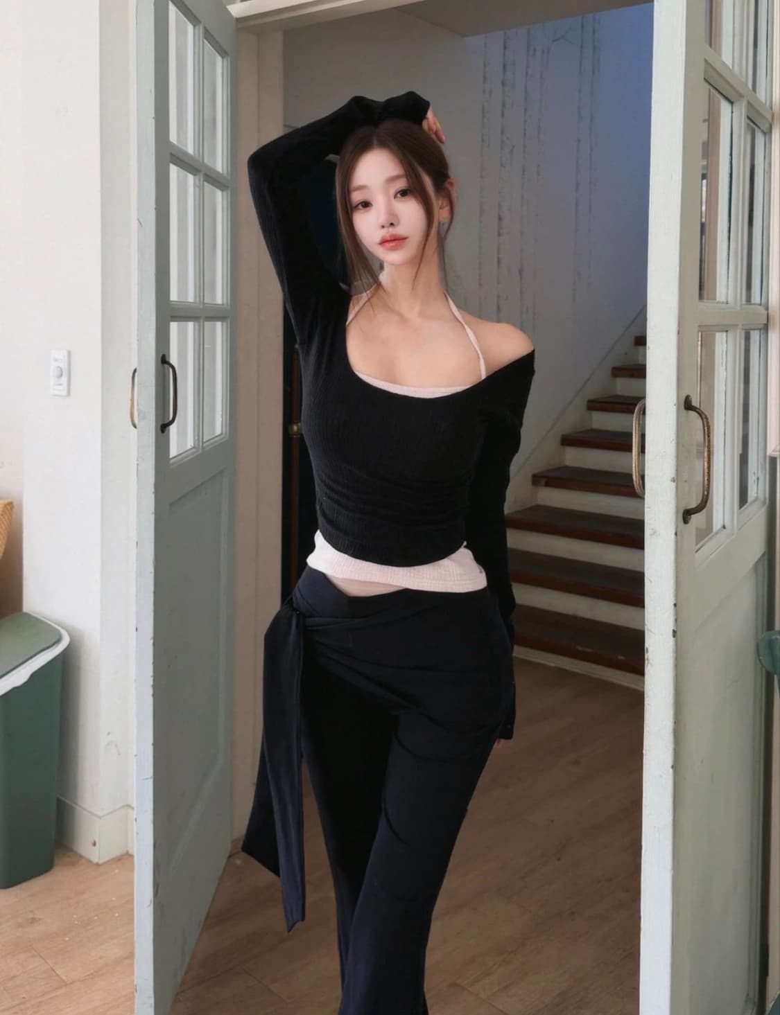 (택o새상품) 카인다미 랩 타이 에센셜 레깅스 블랙 상품이미지4