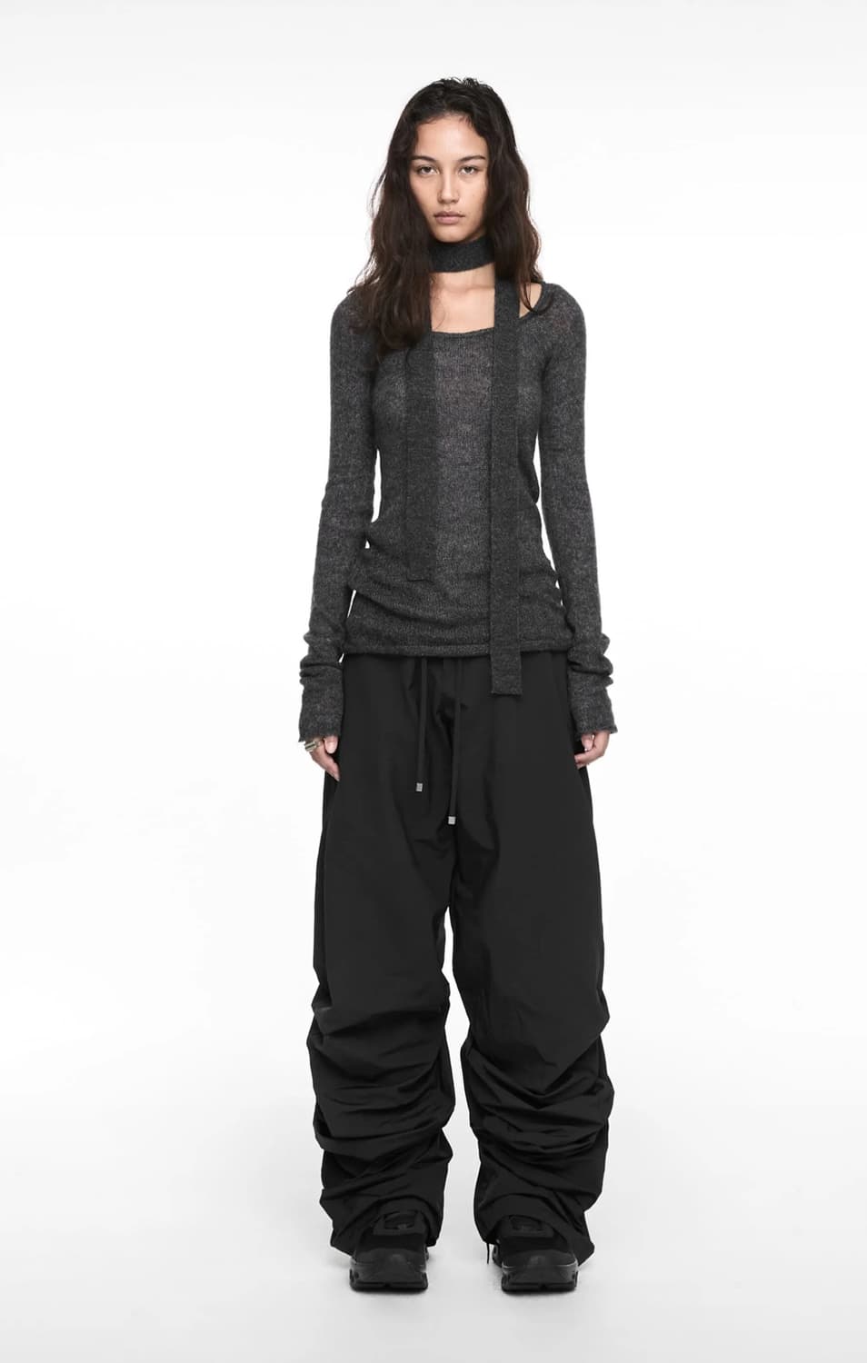 나체 mixed muffler kint Black 사이즈 1 상품이미지1