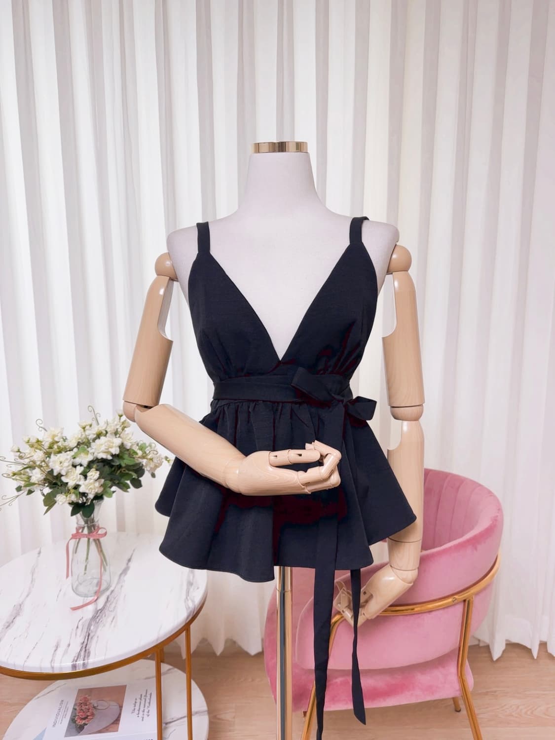 리본  프릴 뷔스티에 블라우스 상품이미지2