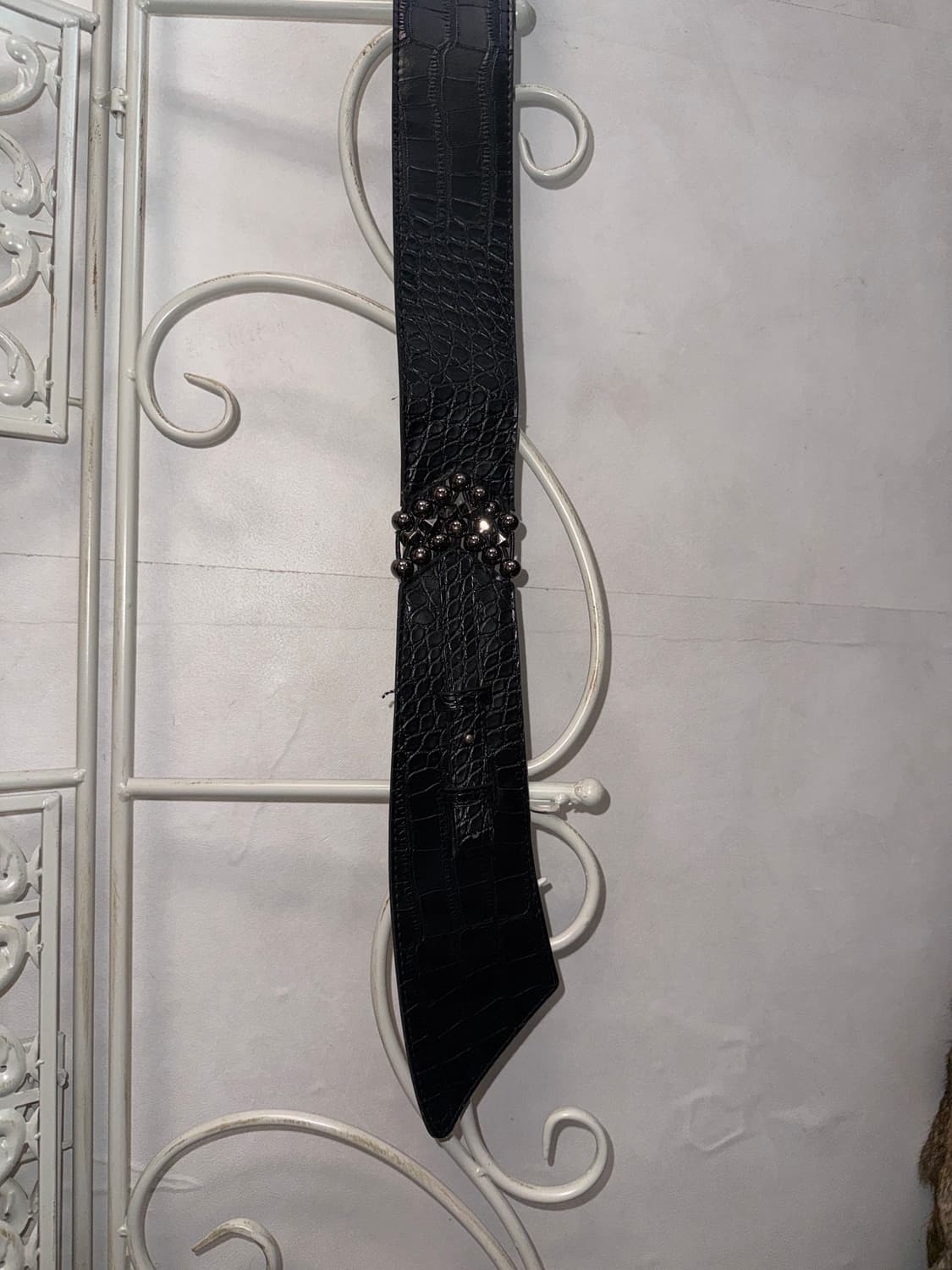 Black python cubic stud ball hook belt 상품이미지6