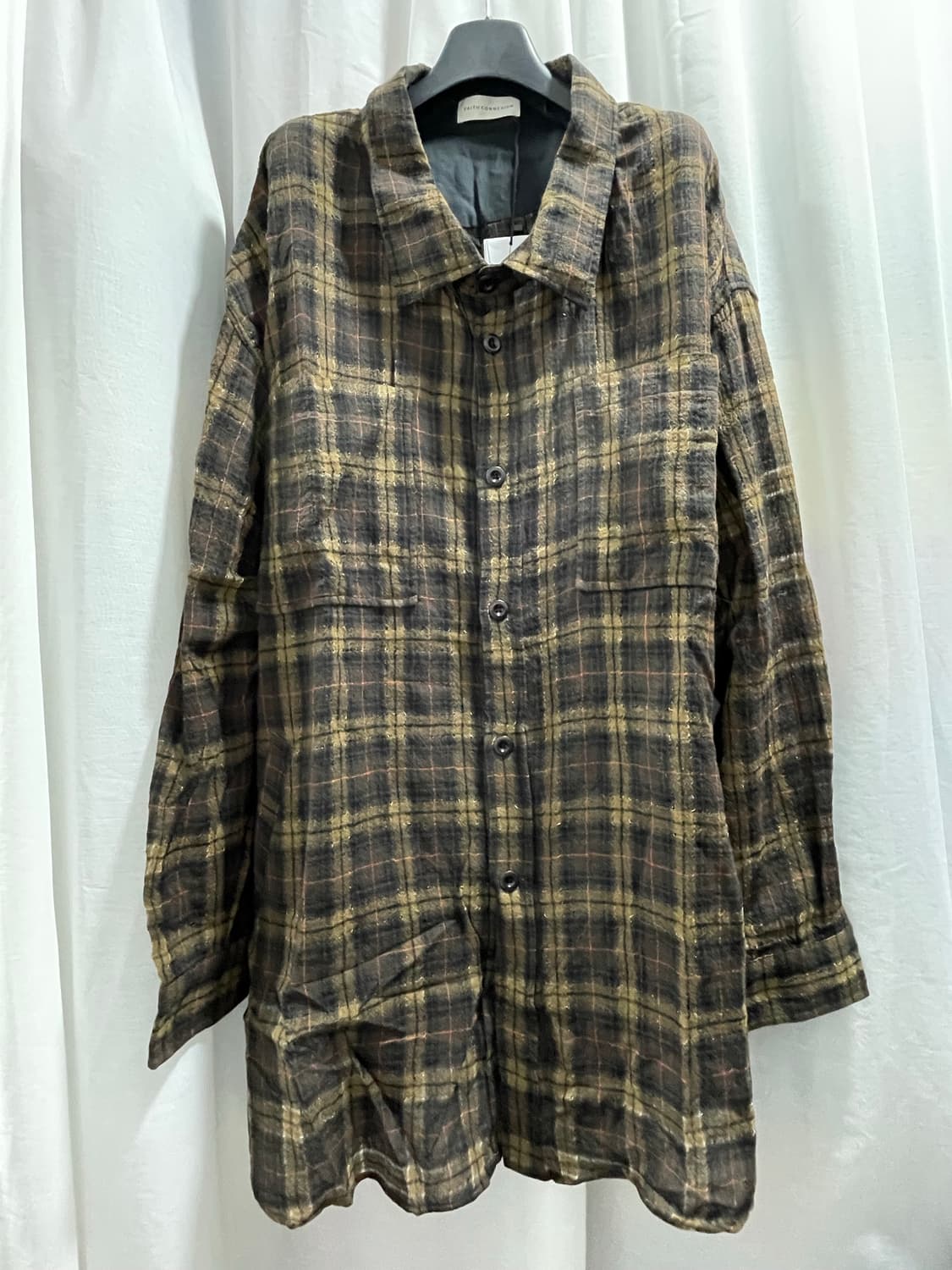 페이스커넥션/ 글리터링 브라운 체크 셔츠/ M 상품이미지1