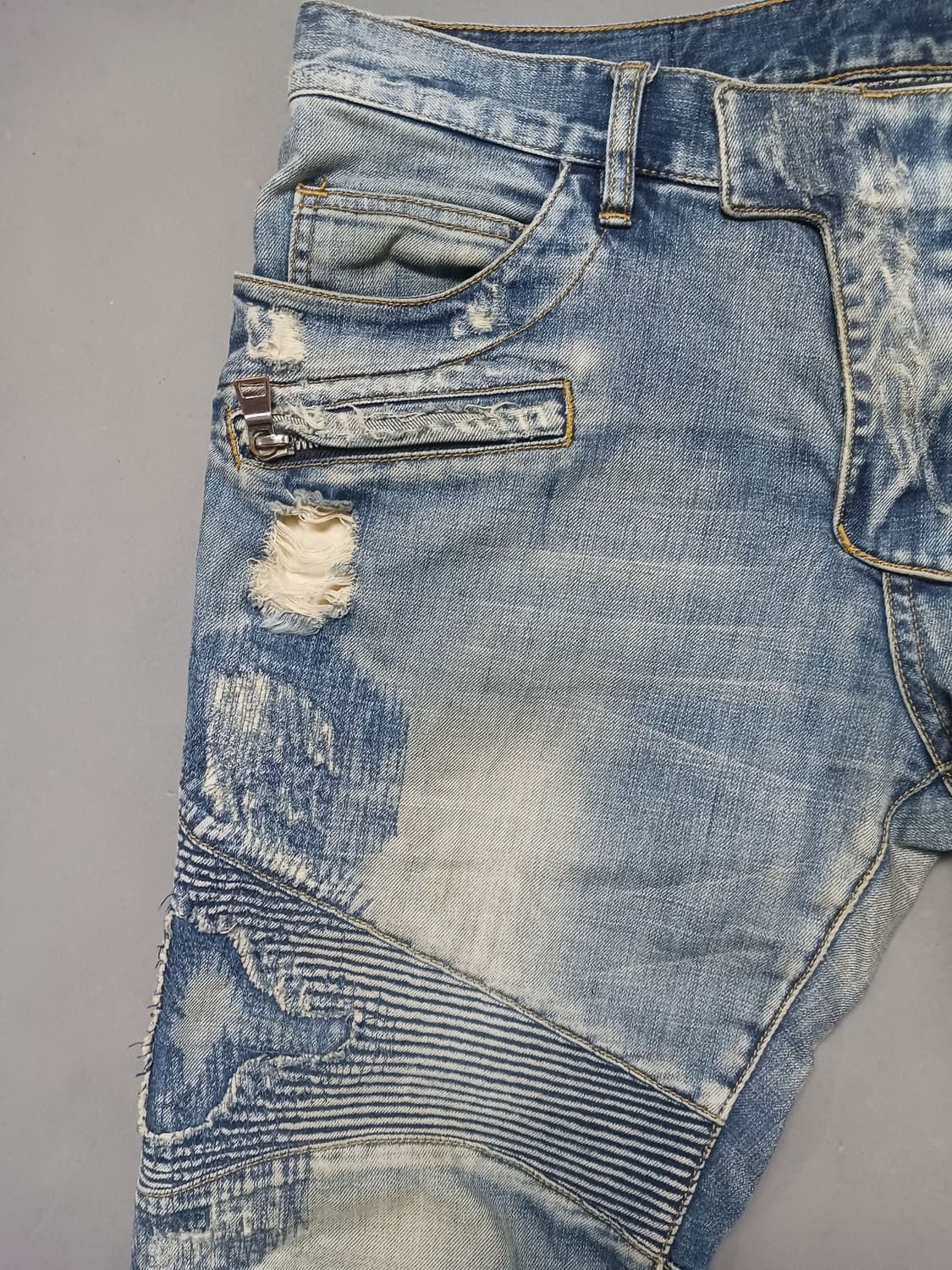 [34] 발망 스티치덧댐 바이커진 청바지 상품이미지2