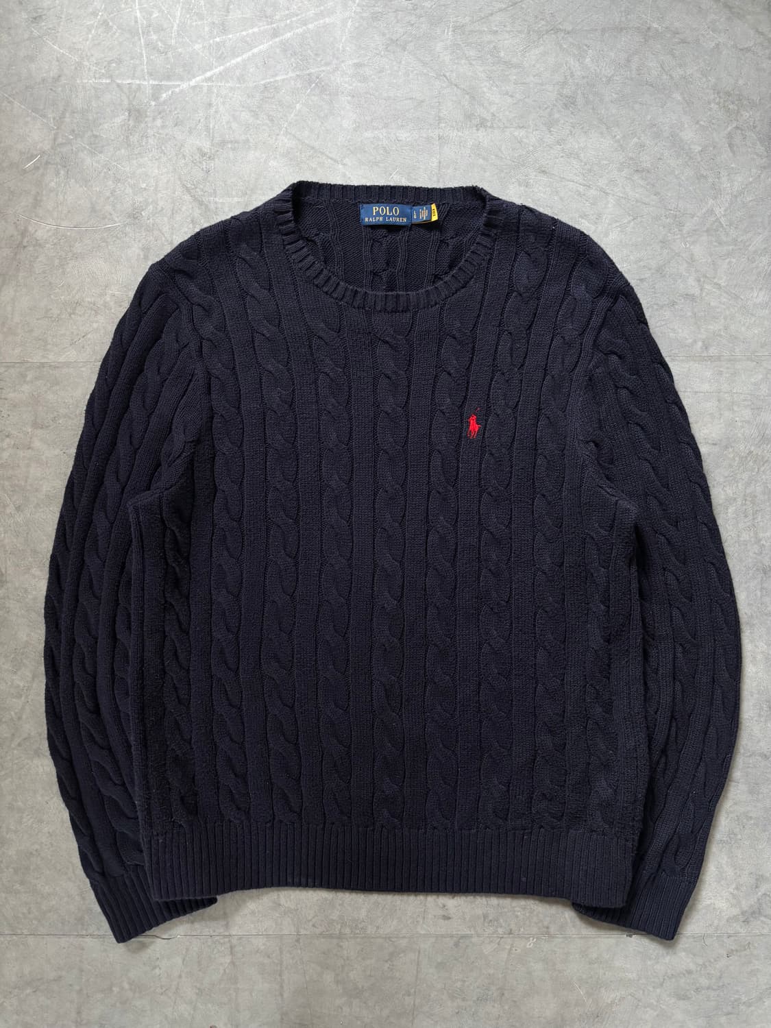 Polo 폴로 랄프로렌 신형라벨 네이비 컬러 케이블 코튼 니트 상품이미지4