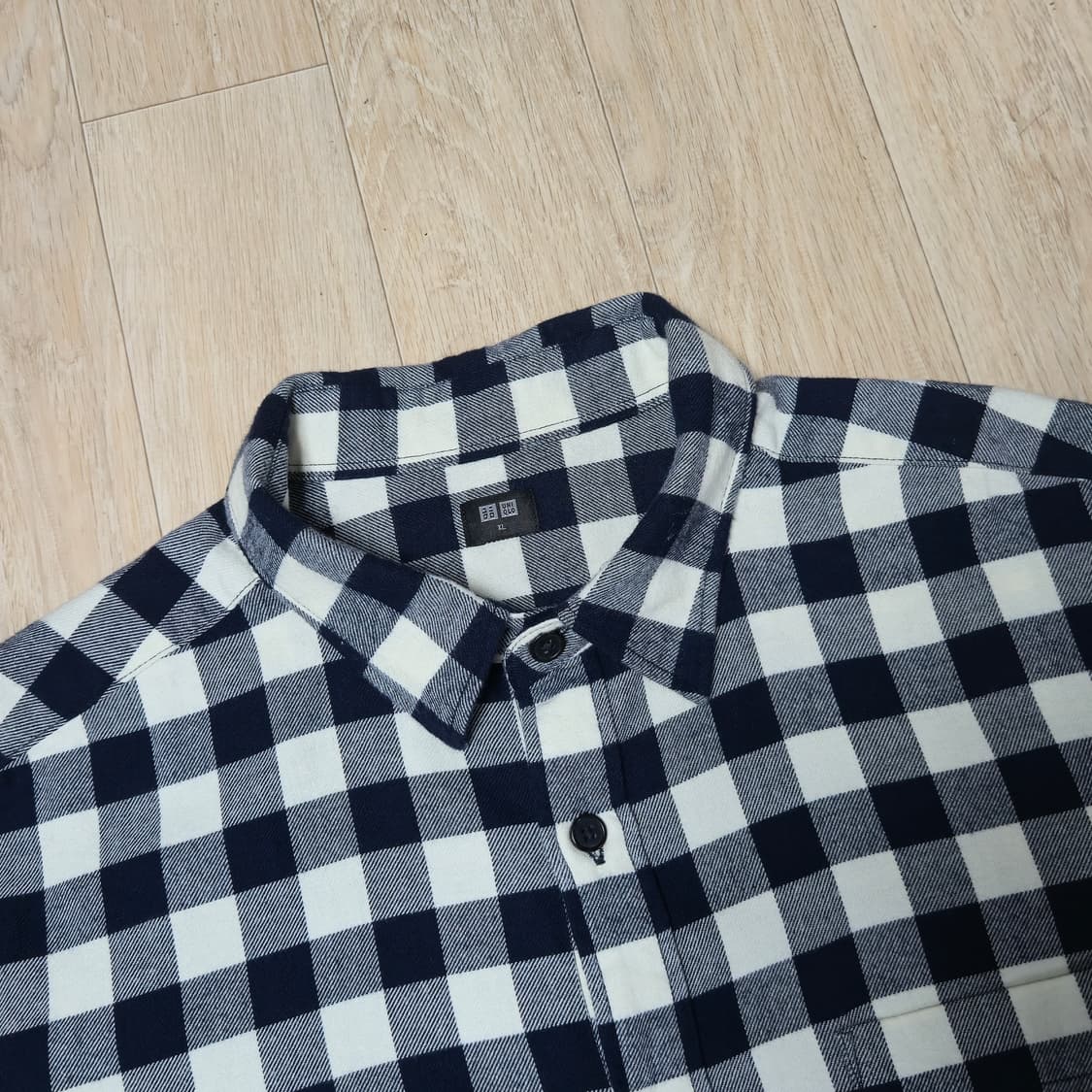 XL)새상품 유니클로 네이비 플란넬 체크셔츠 상품이미지3