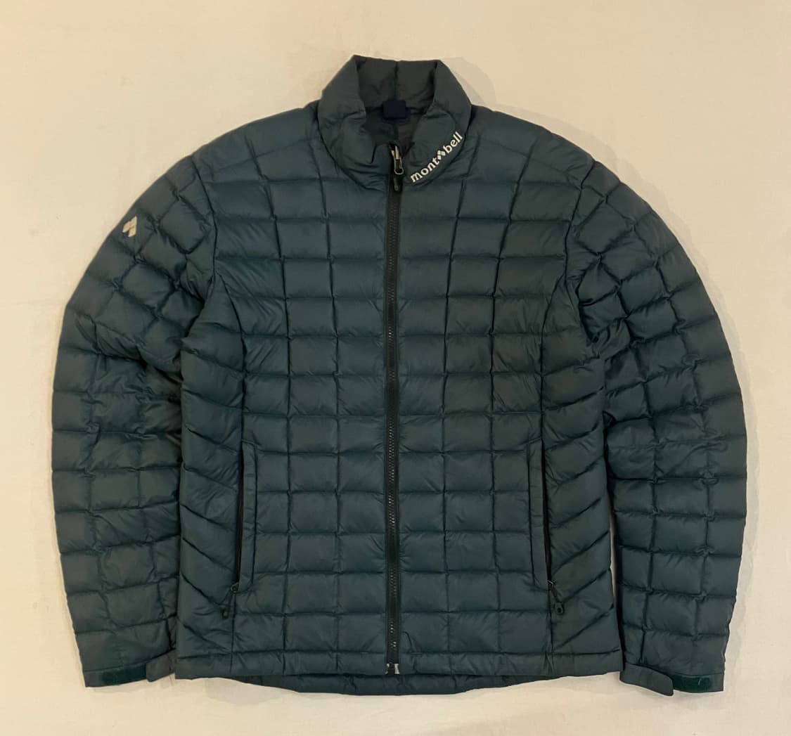 몽벨 제나 구스다운 바둑판 경량패딩 그린 상품이미지1