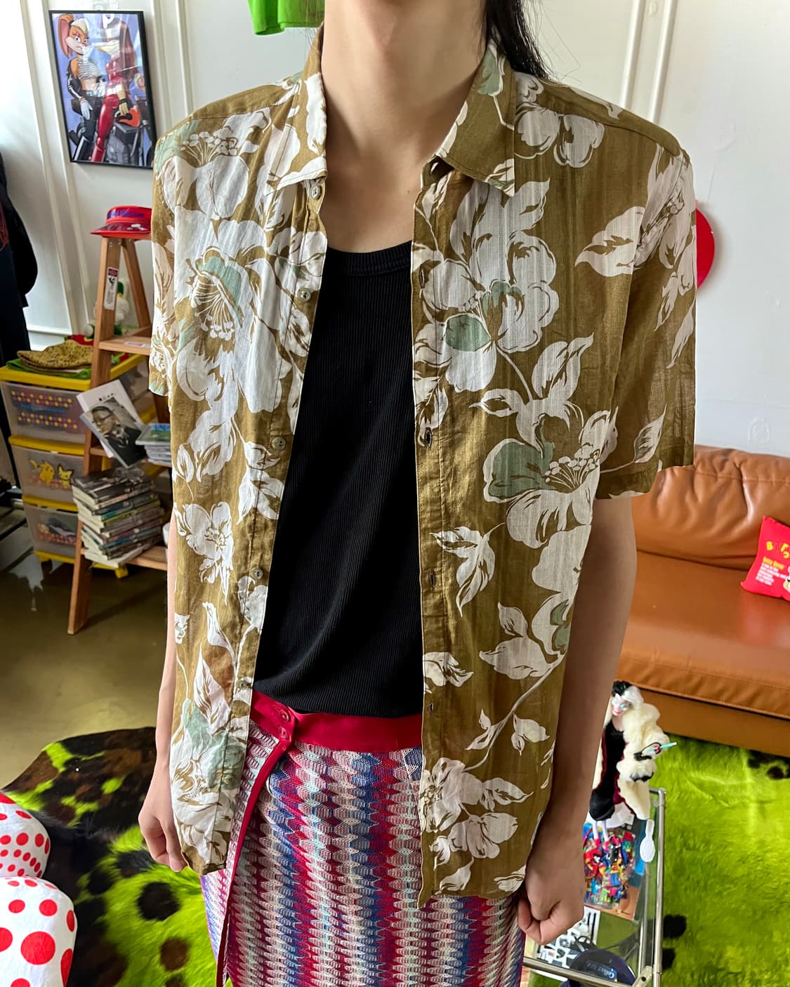 TORNADI MART Floral Pattern 1/2 Shirt 상품이미지2