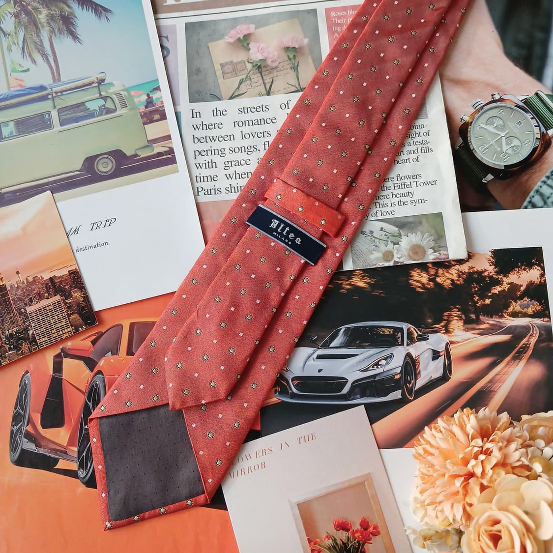 알테아 실크 오렌지 패턴 넥타이 9.2cm A등급 A19253
 상품이미지4