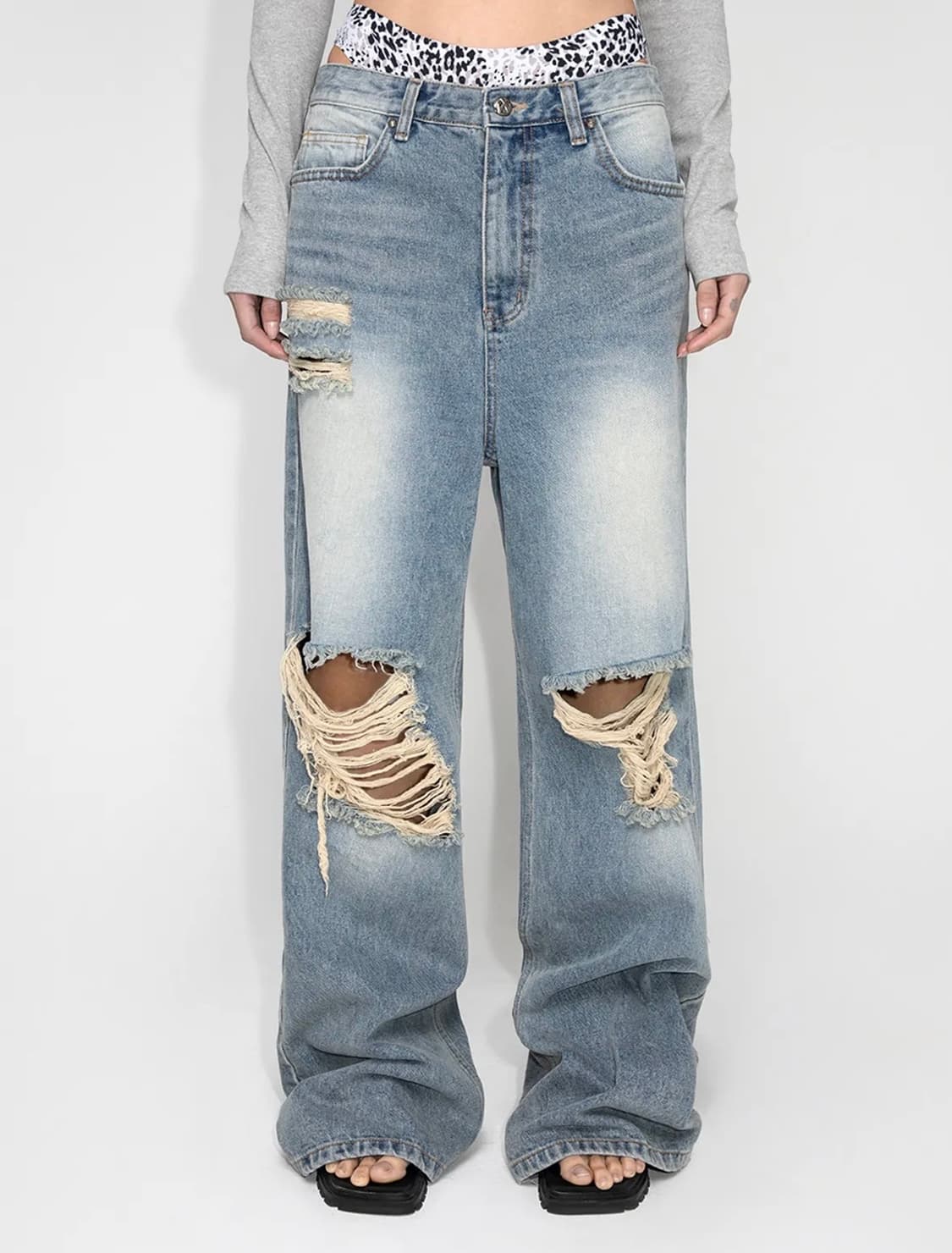 yeel 워싱 디스트로이드 데님 팬츠 상품이미지2