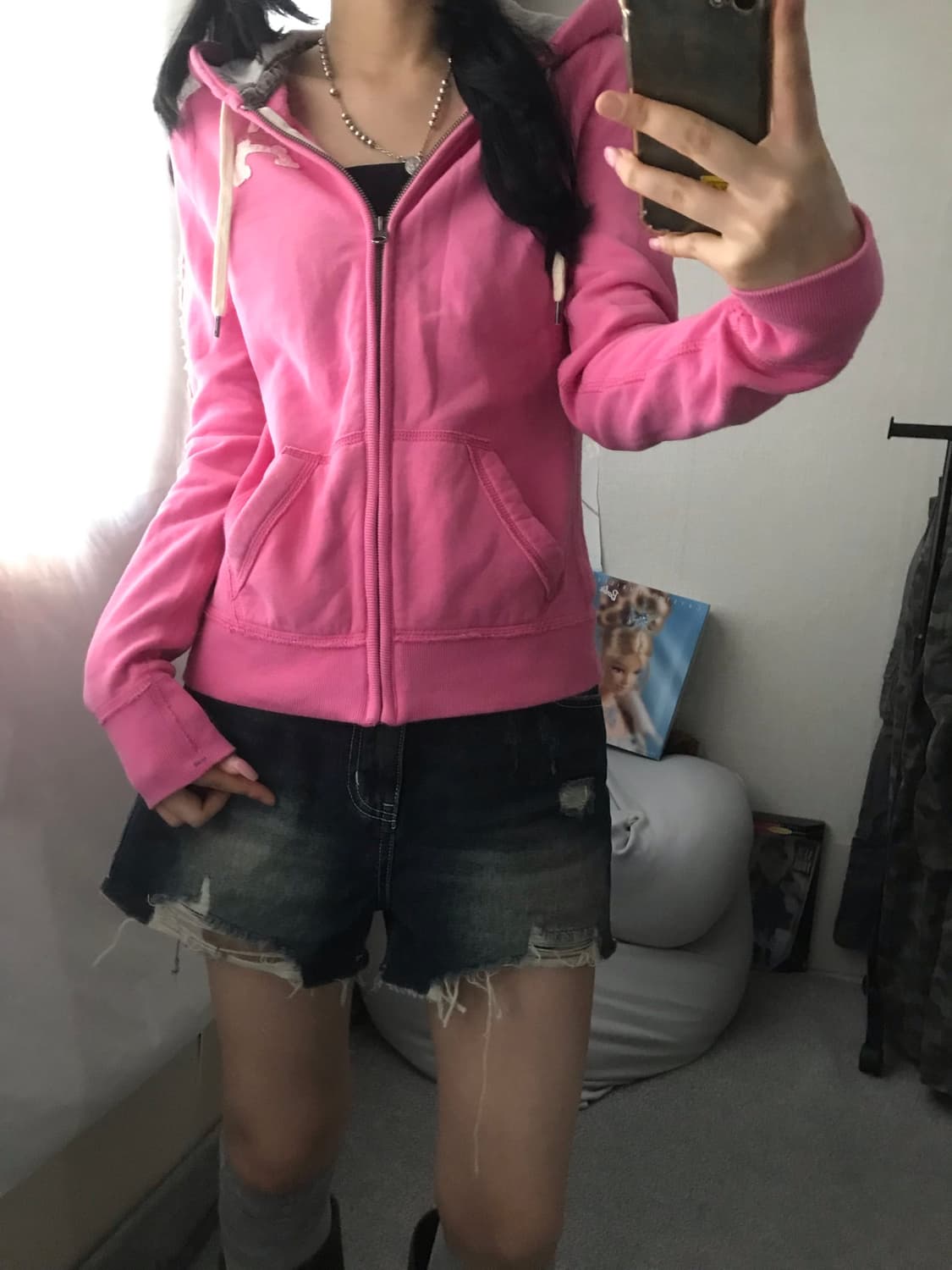 아베크롬비 핑크 사이드로고 후드집업 상품이미지8
