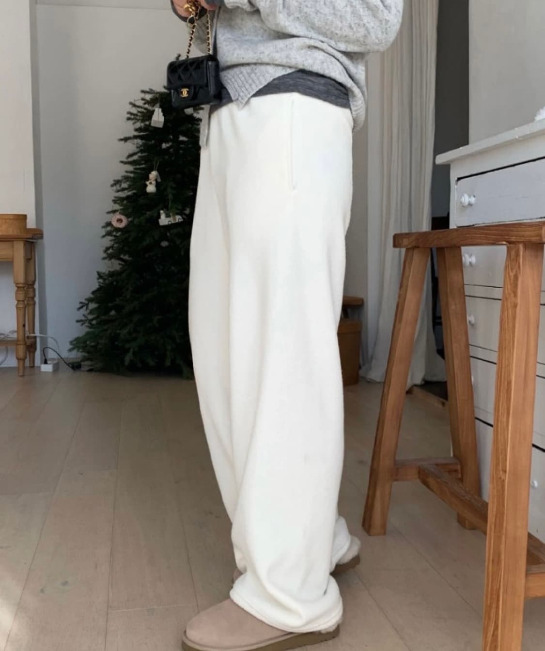 플라넬fllanel 플리스팬츠 아이보리 새상품 상품이미지2