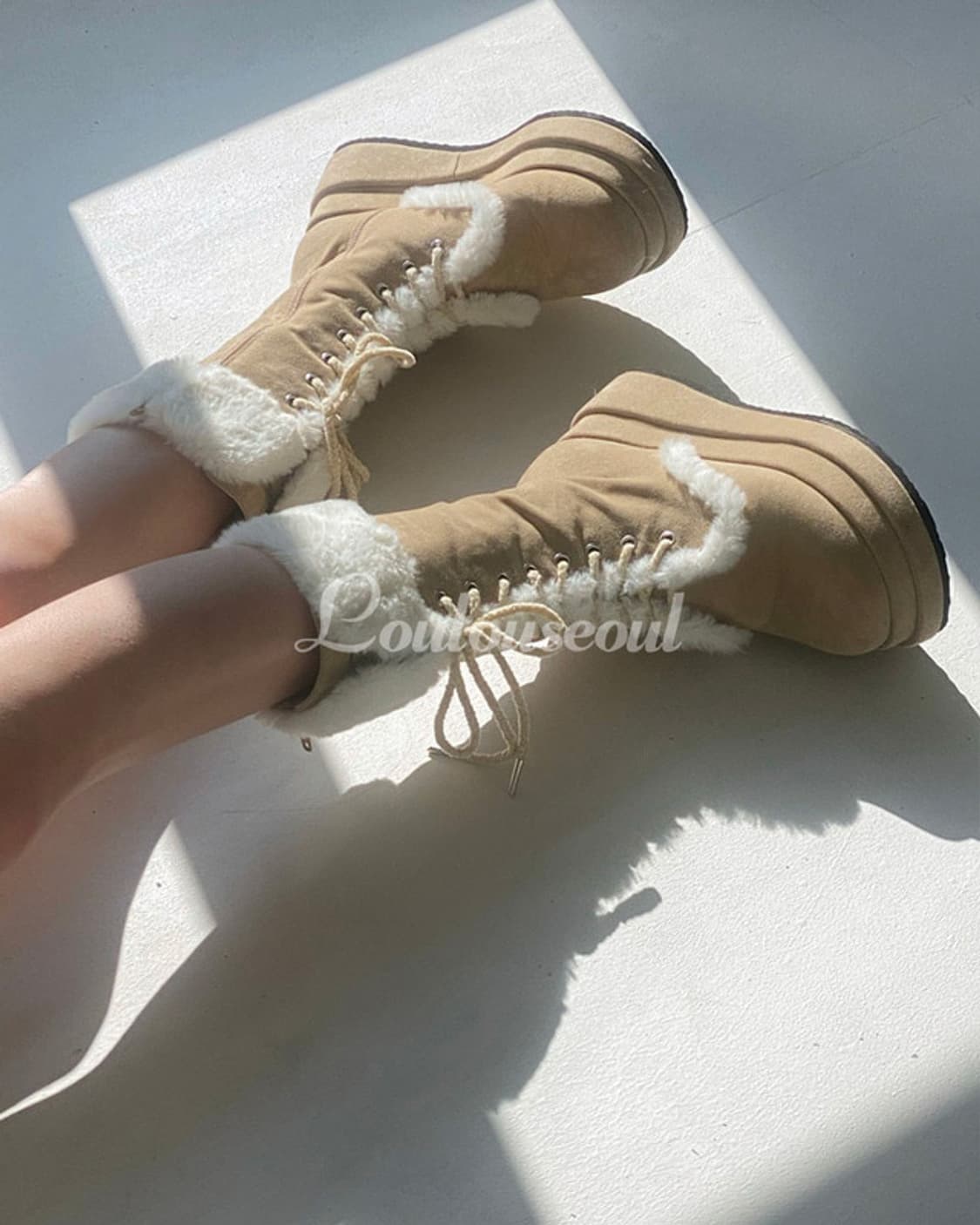 루루서울 엔젤퍼부츠 베이지 미디 235 상품이미지2