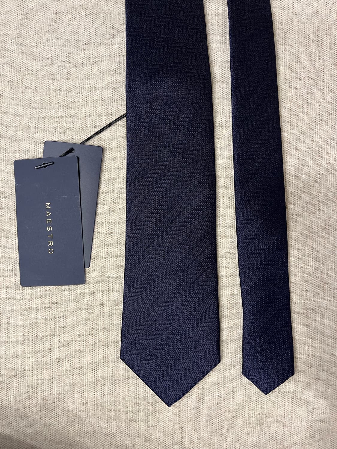 마에스트로 네이비 자가드 패턴 넥타이 상품이미지2
