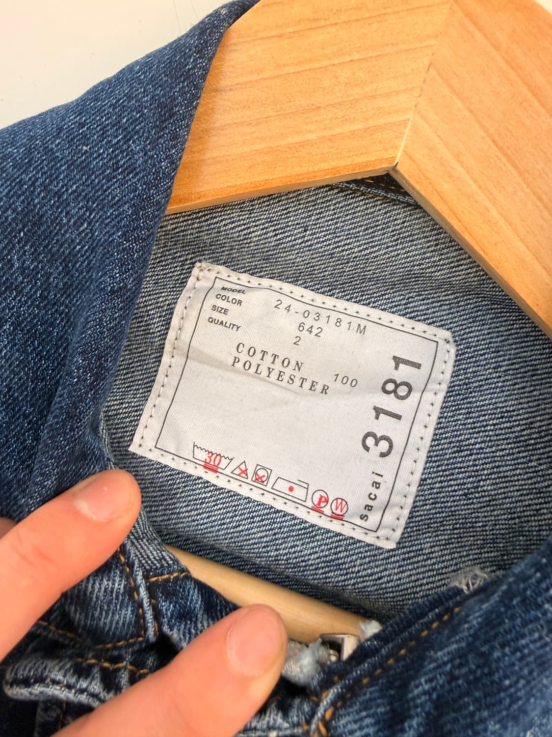  사카이(Sacai) 스트레이트 포인트 칼라 코튼 데님 자켓 상품이미지4