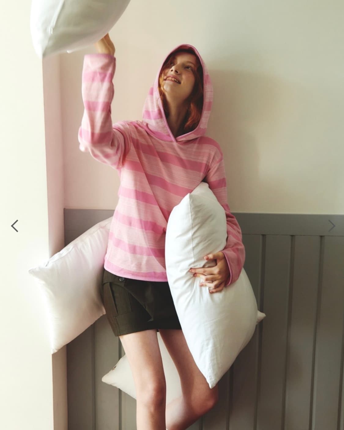 페스토 스트라이프 후드티 후디 핑크 pesto 상품이미지1