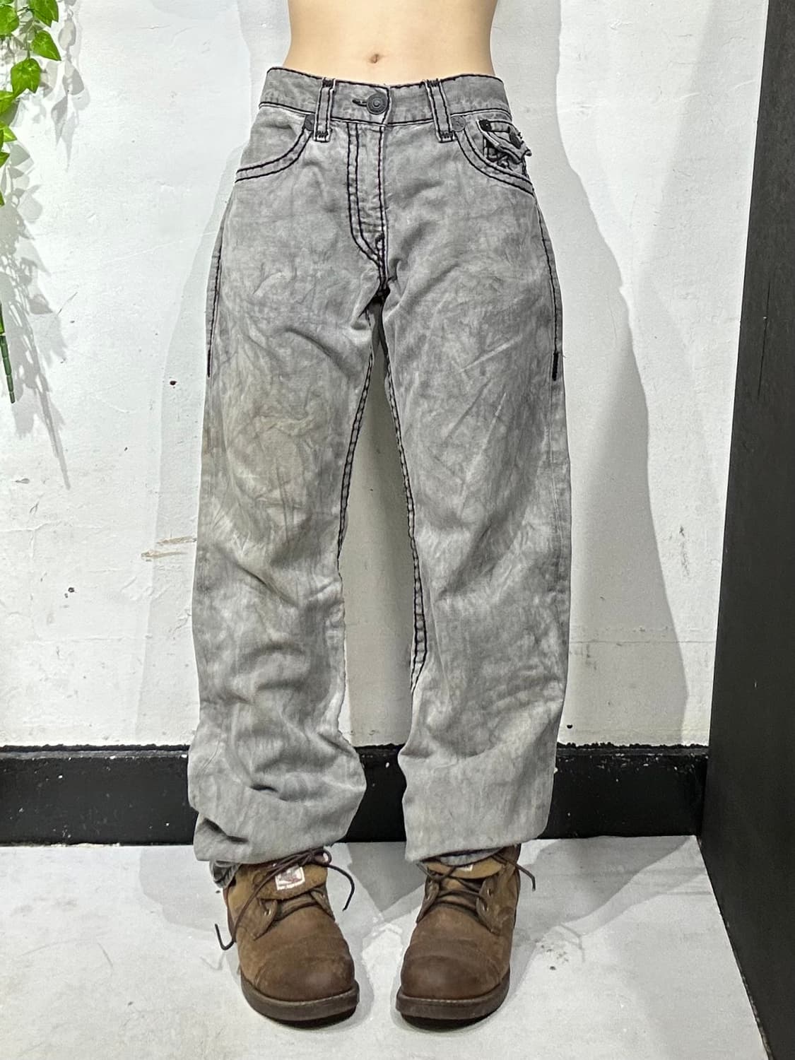 트루 릴리전 와이드 그레이 워싱 데님 힙합 팬츠 청바지 36 상품이미지3
