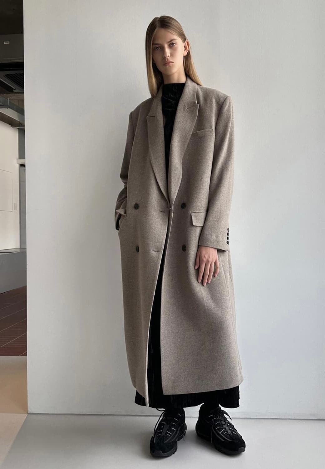 로우클래식 더블 롱 코트 베이지 (S) 상품이미지1