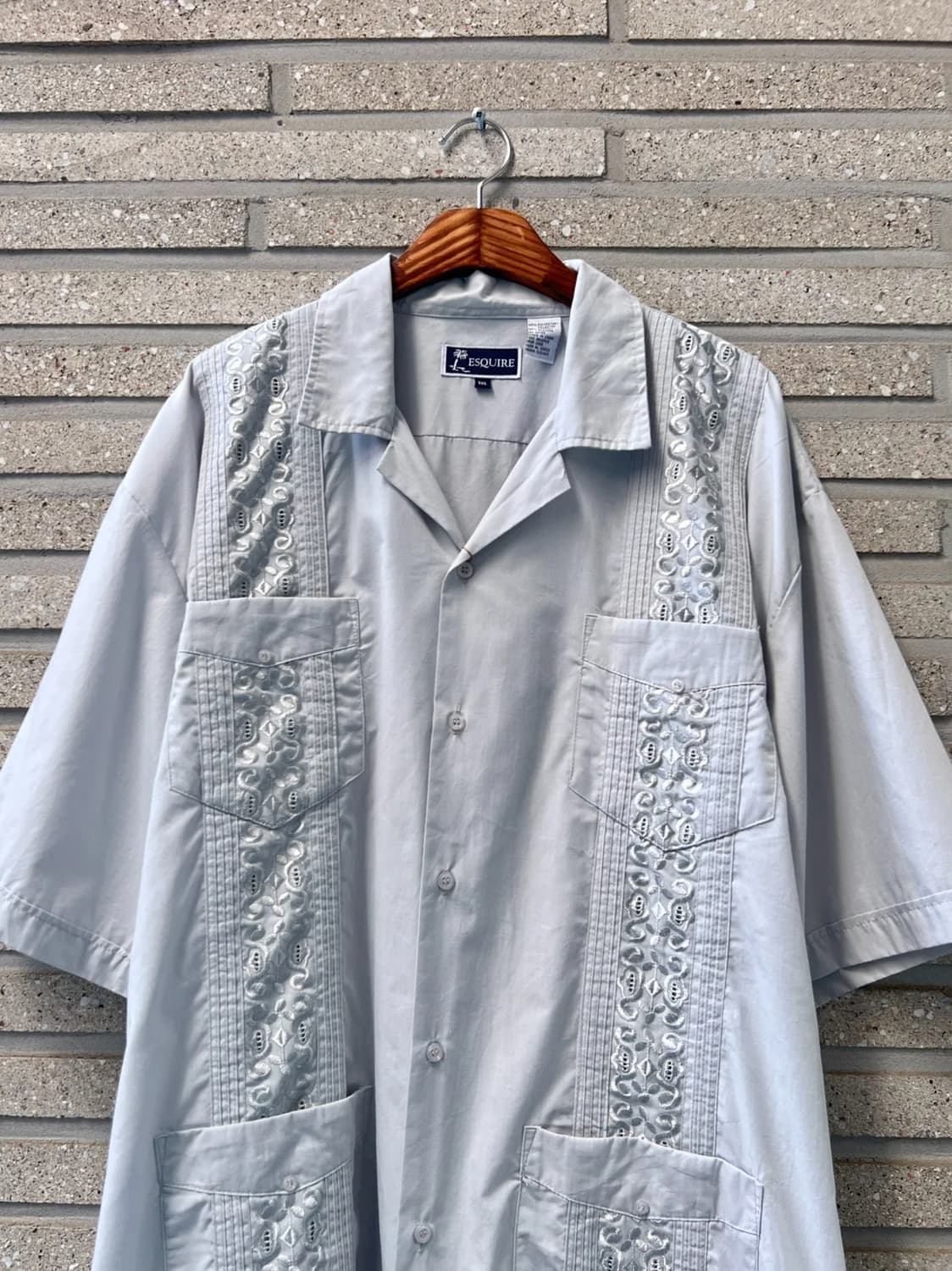 [3XL]90's USA 빈티지 스카이블루 구아야베라 셔츠 상품이미지1