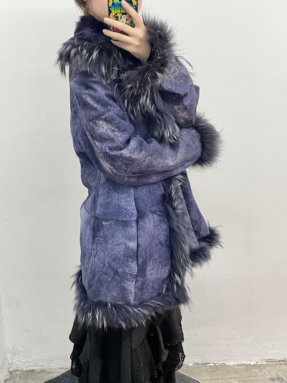 딥블루 디테일 퍼 무스탕  상품이미지4