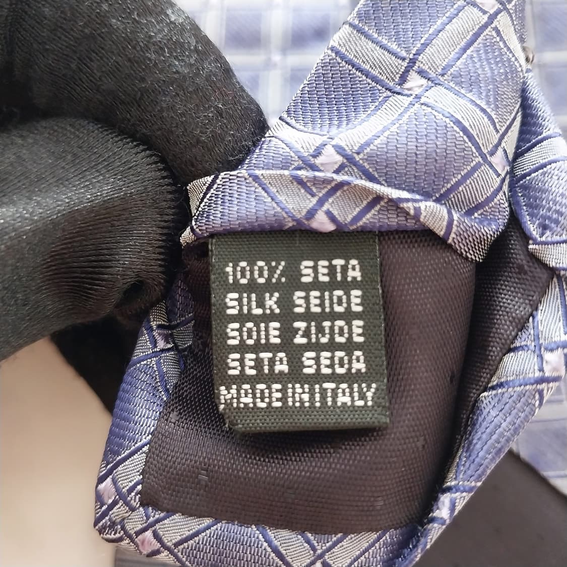 샤를 주르당 실크 퍼플 체크 자카드 넥타이 9.7cm A+등급 K1305 상품이미지10