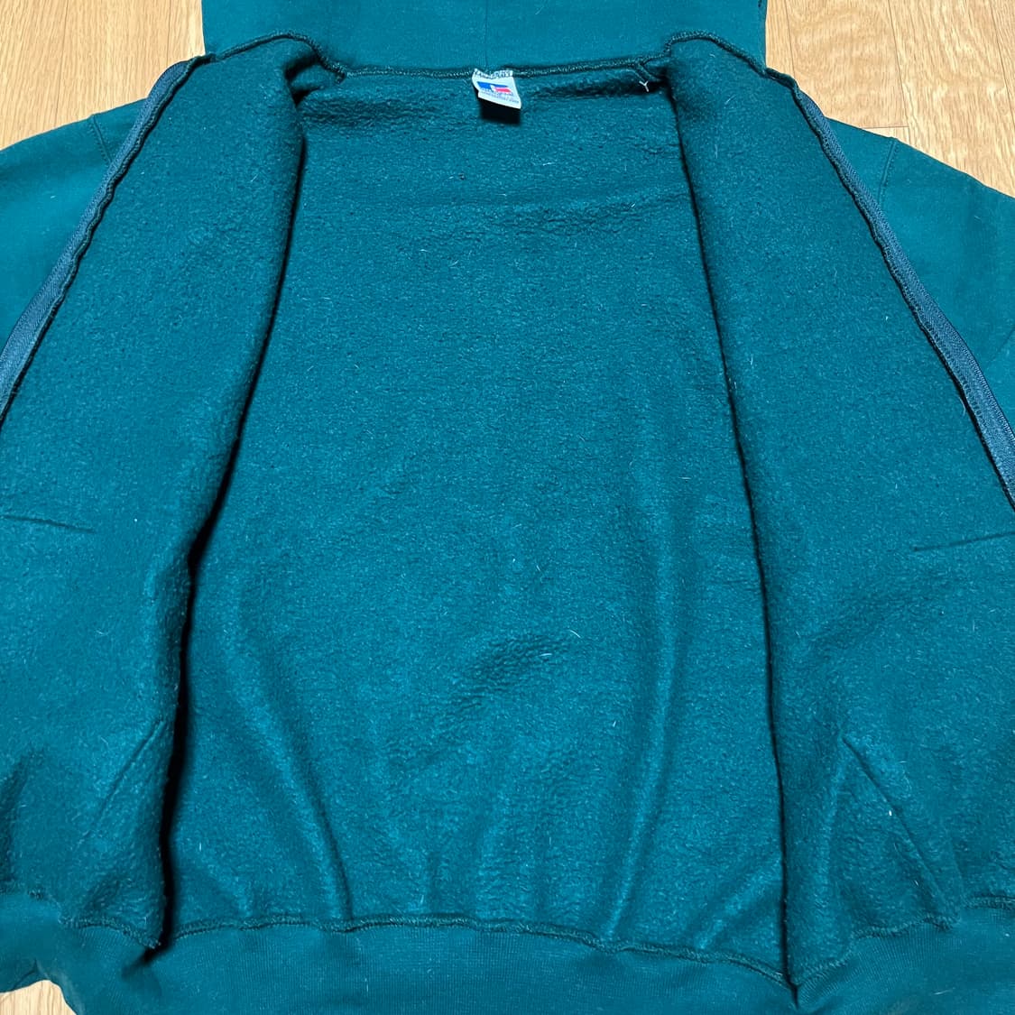 [M] 90s USA 빈티지 러셀 후드집업 그린 상품이미지4