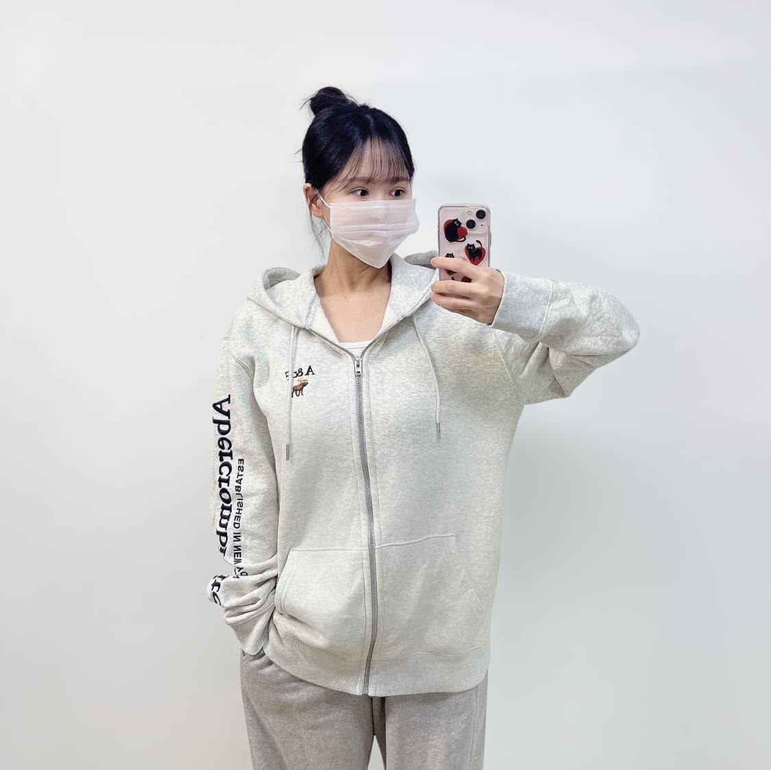 아베크롬비 사이드 로고 후드집업 멜란지그레이 상품이미지1