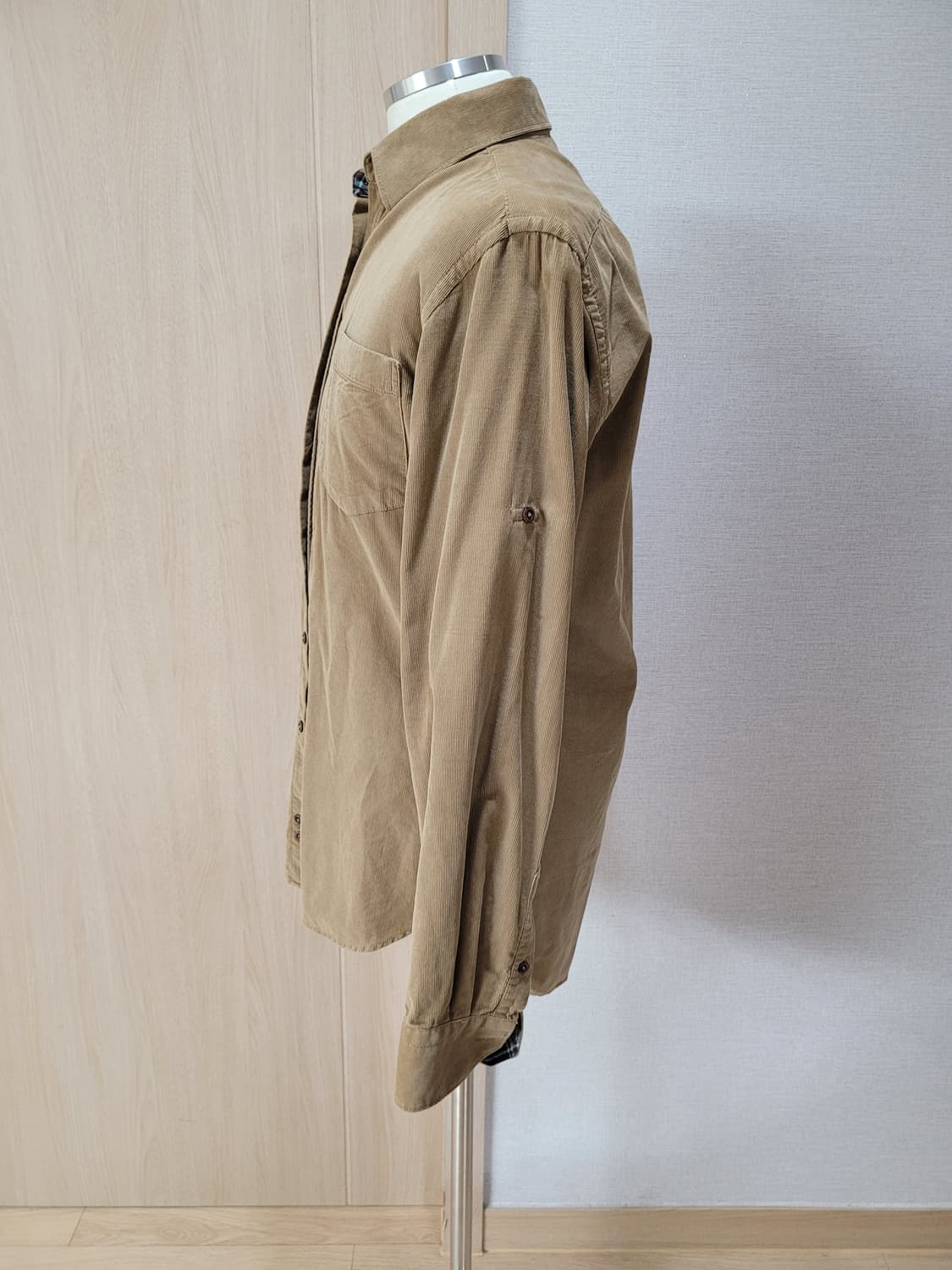 자라맨 ZARAMAN 코듀로이 롤업셔츠 105 베이지 상품이미지6