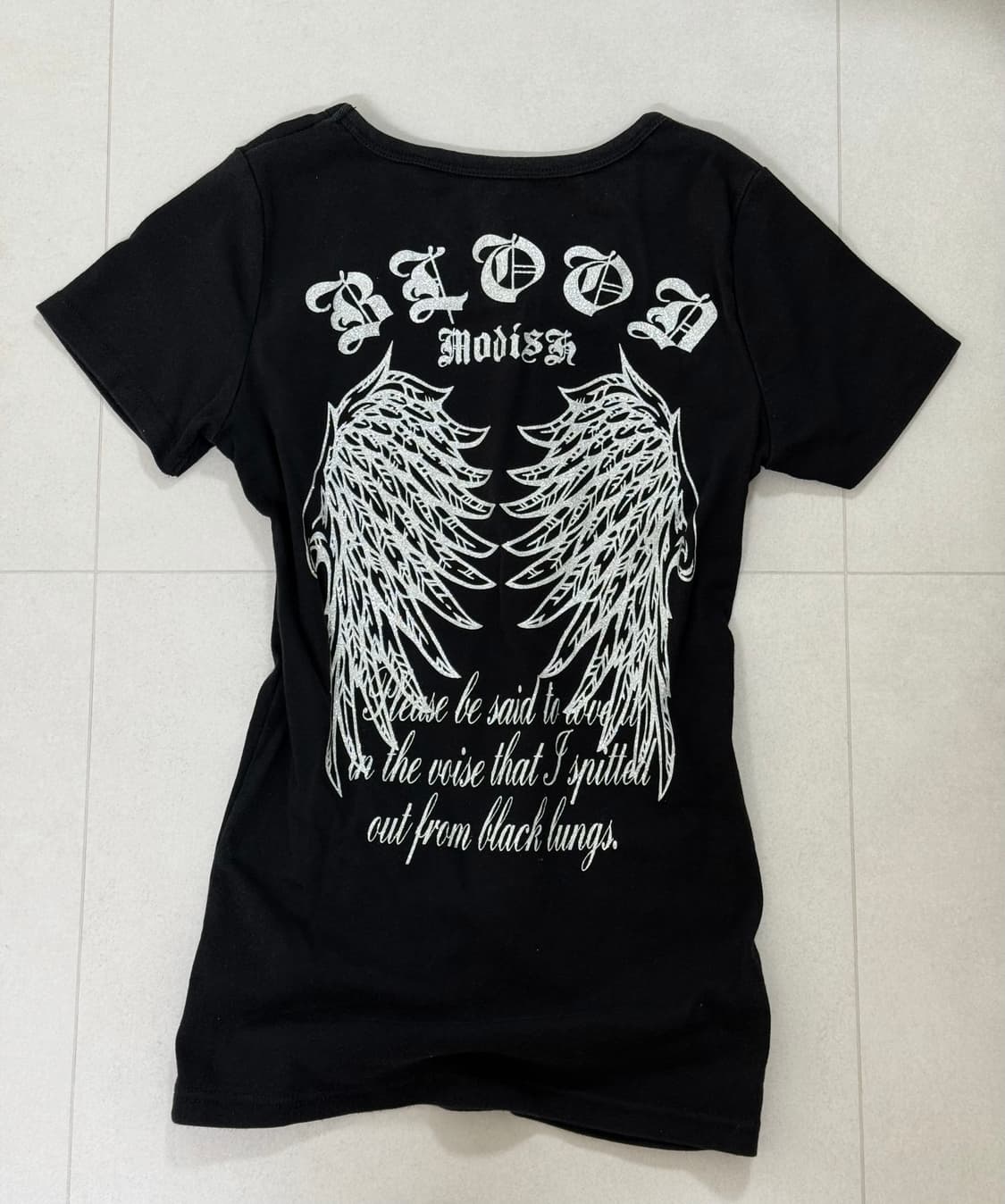 Punk wings detail printing slim top 상품이미지1