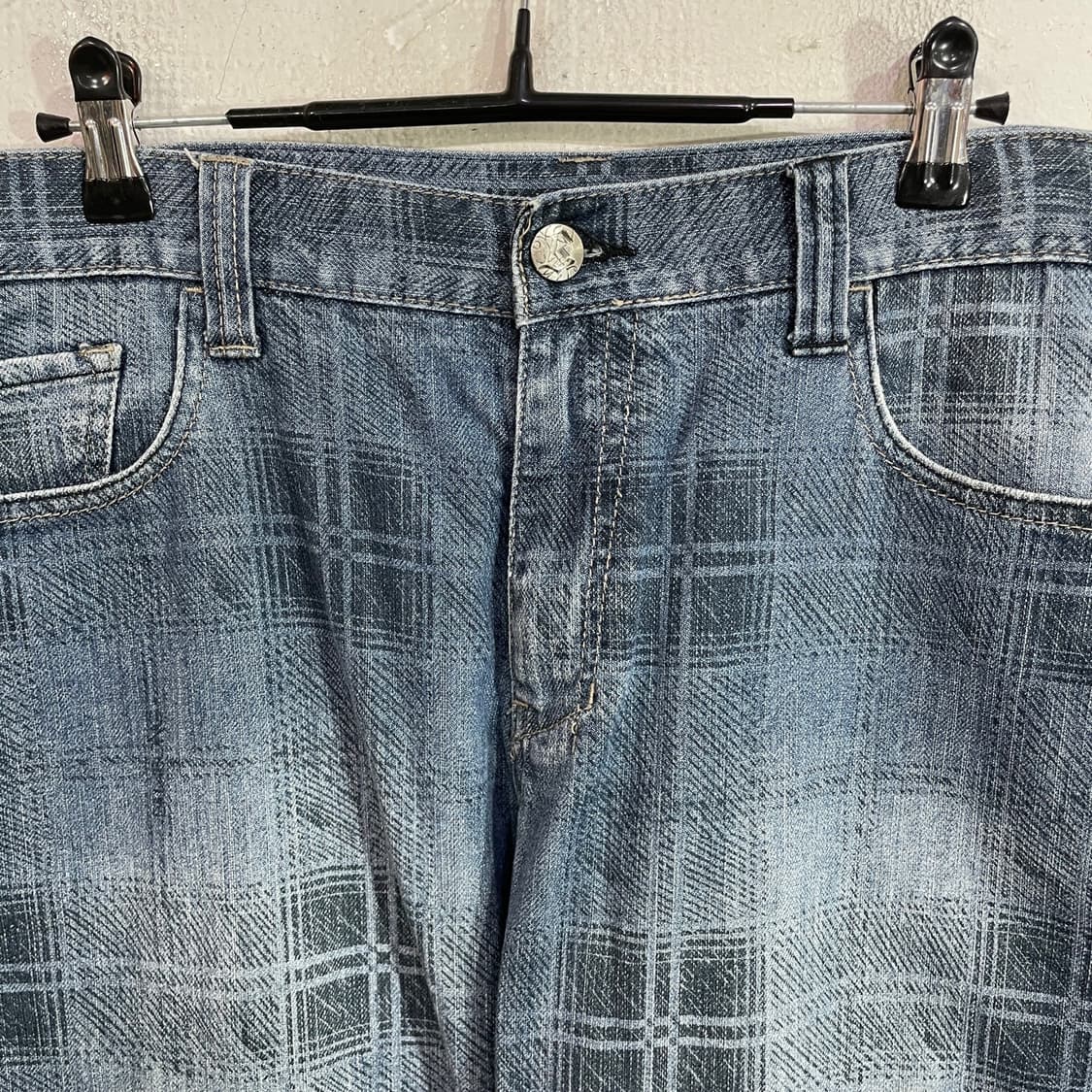 빌리봉 체크패턴 데님 반바지 상품이미지4