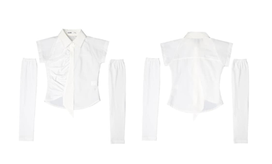 오호스 캡슬리브 워머 셔츠 화이트 OJOS CAP SLEEVE 상품이미지1