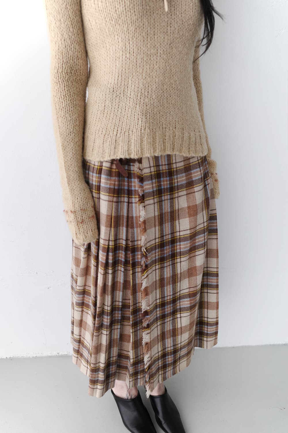 check pleats wrap skirt  상품이미지8